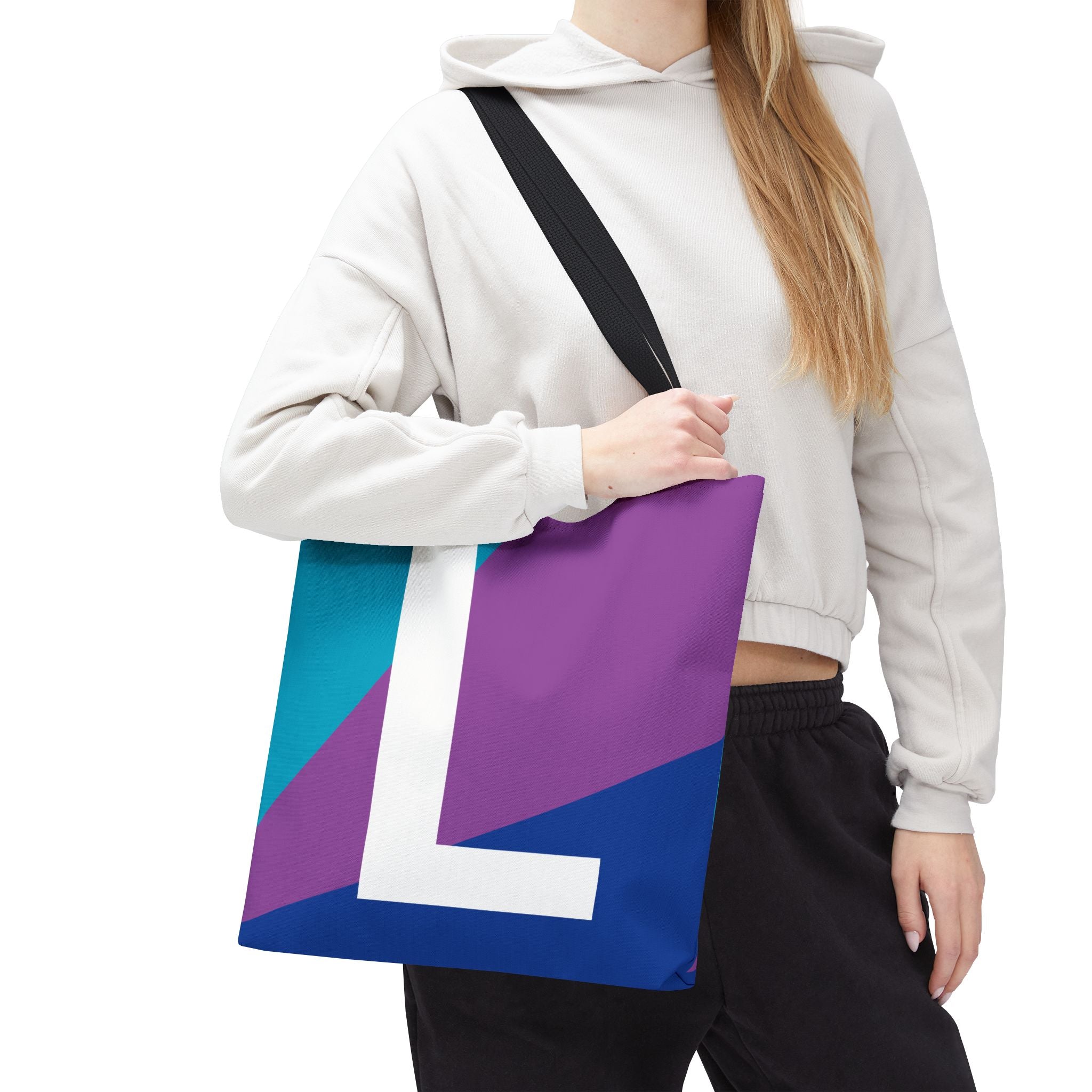Monogram 'L' Colorblock Tote Bag — Personalized Initial L Shoulder Tote