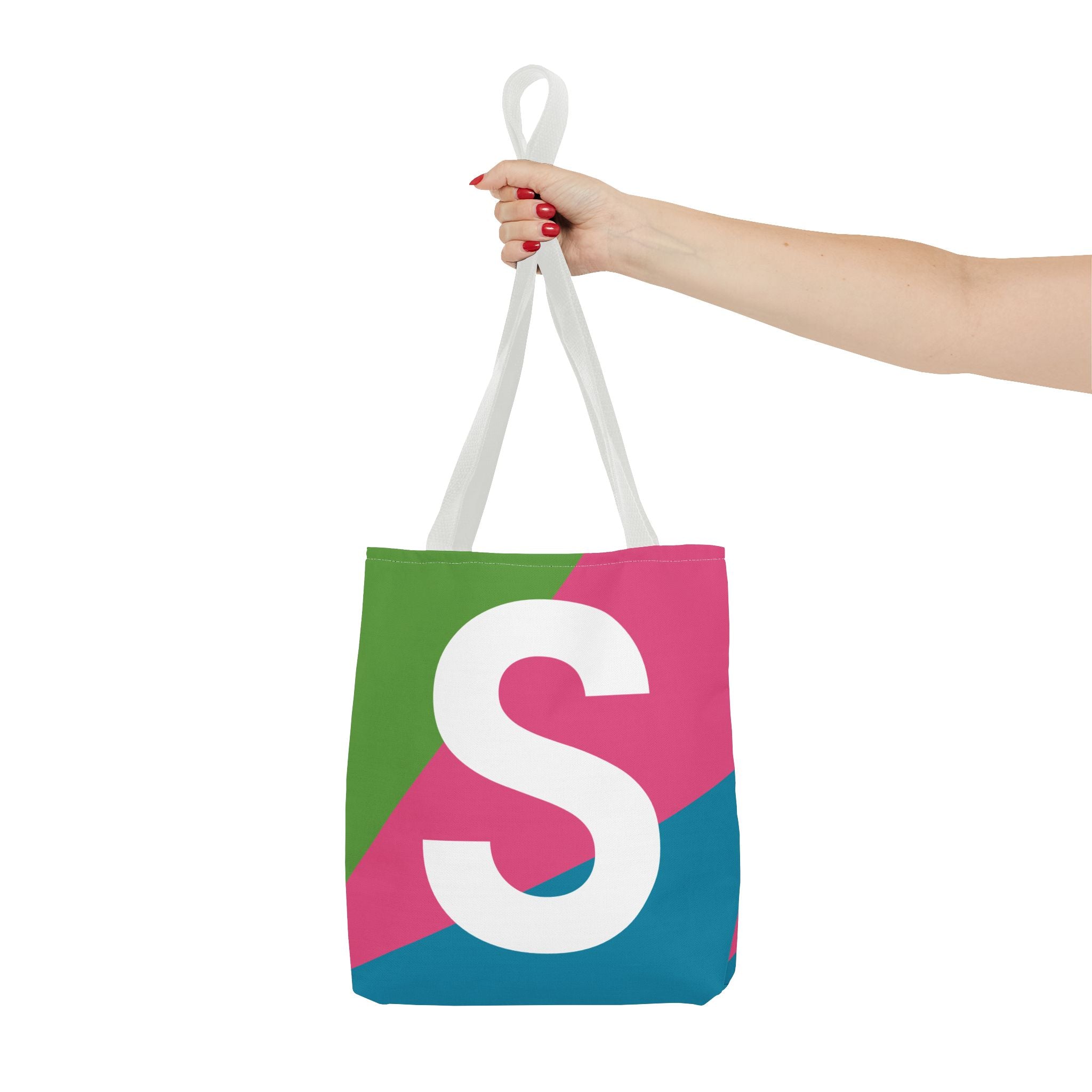 Monogram 'S' Colorblock Tote Bag — Personalized Initial S Shoulder Tote