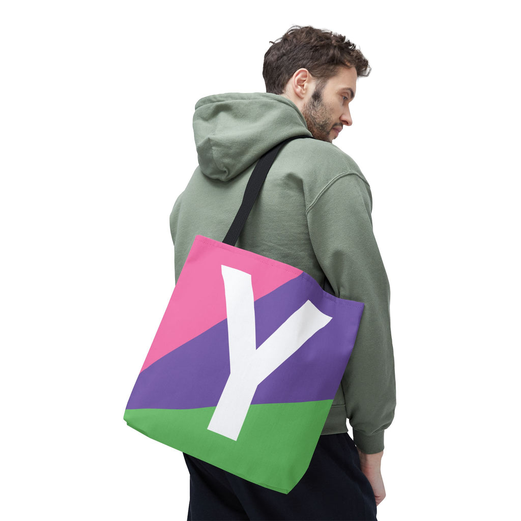 Monogram 'Y' Colorblock Tote Bag — Personalized Initial Y Shoulder Tote