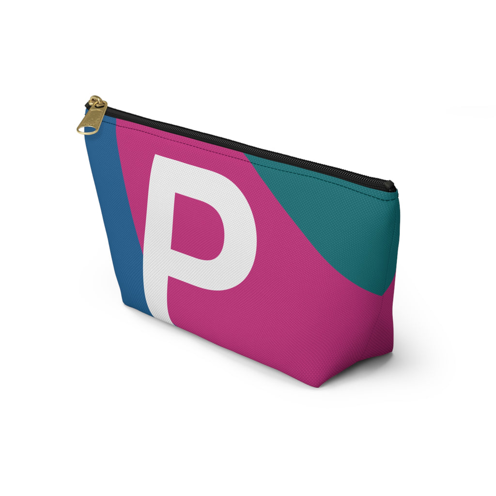 Initials Colorblock Accessory Pouch — Monogram P T-Bottom Cosmetic Bag