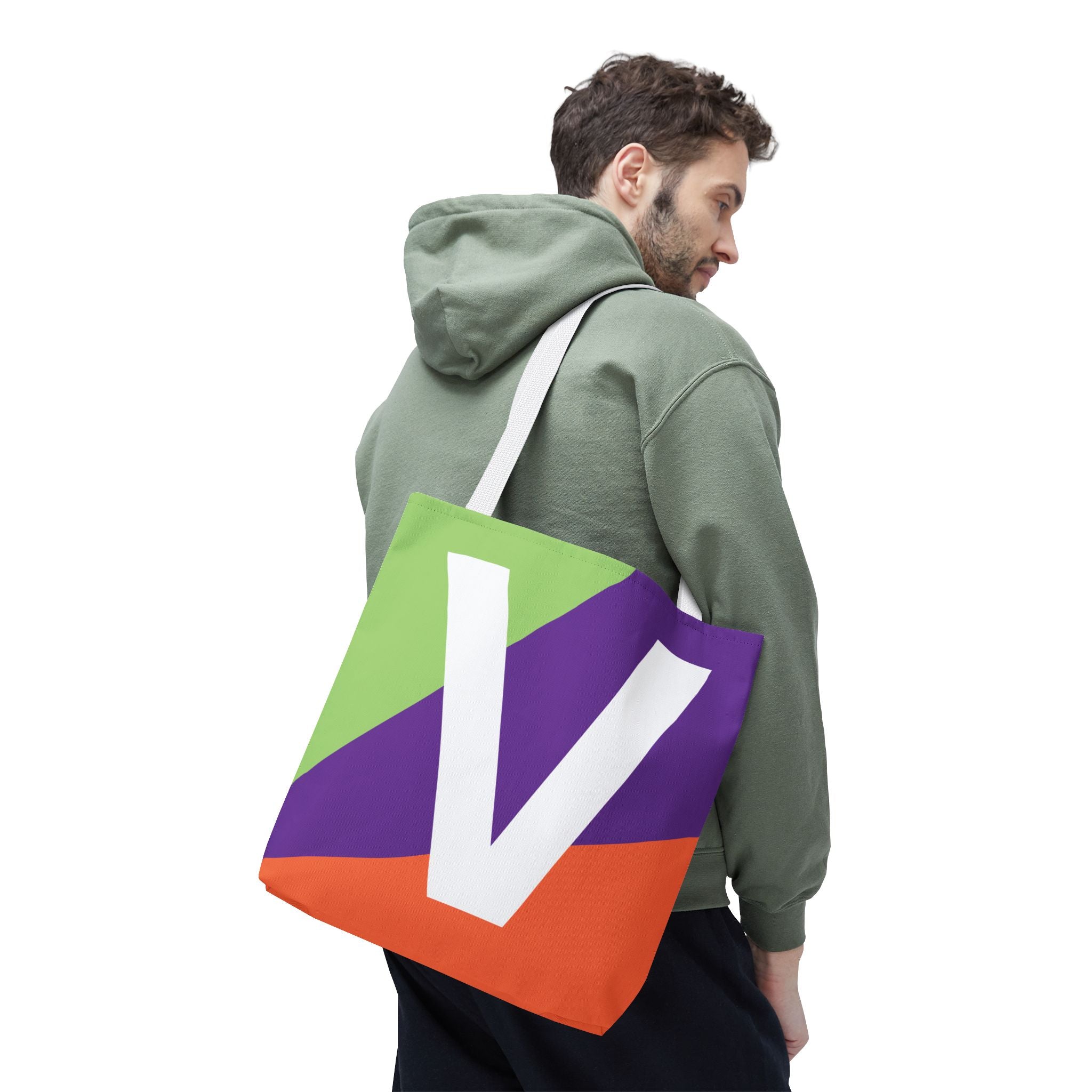 Monogram 'V' Colorblock Tote Bag — Personalized Initial V Shoulder Tote