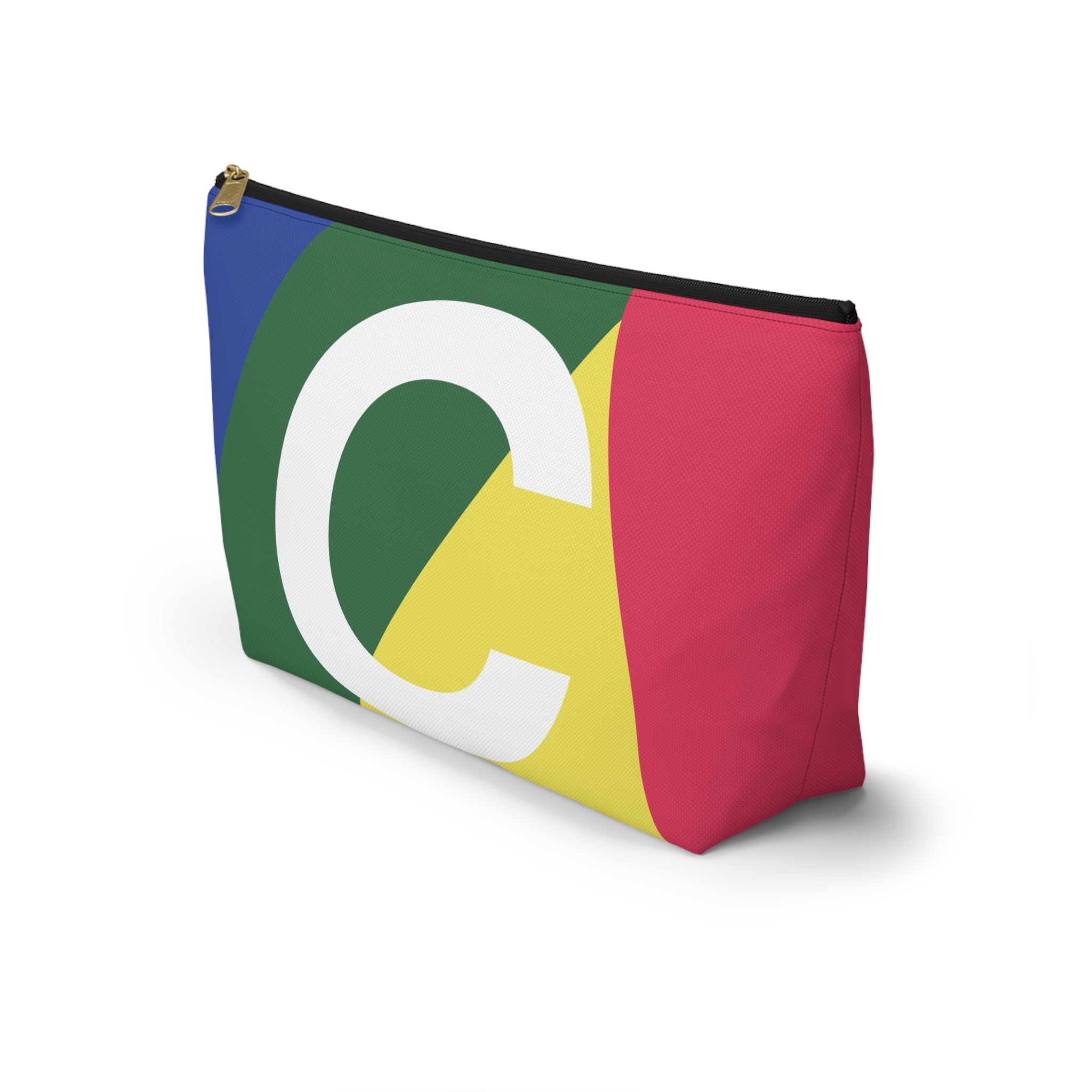 Initials Colorblock Accessory Pouch — Monogram C T-Bottom Cosmetic Bag