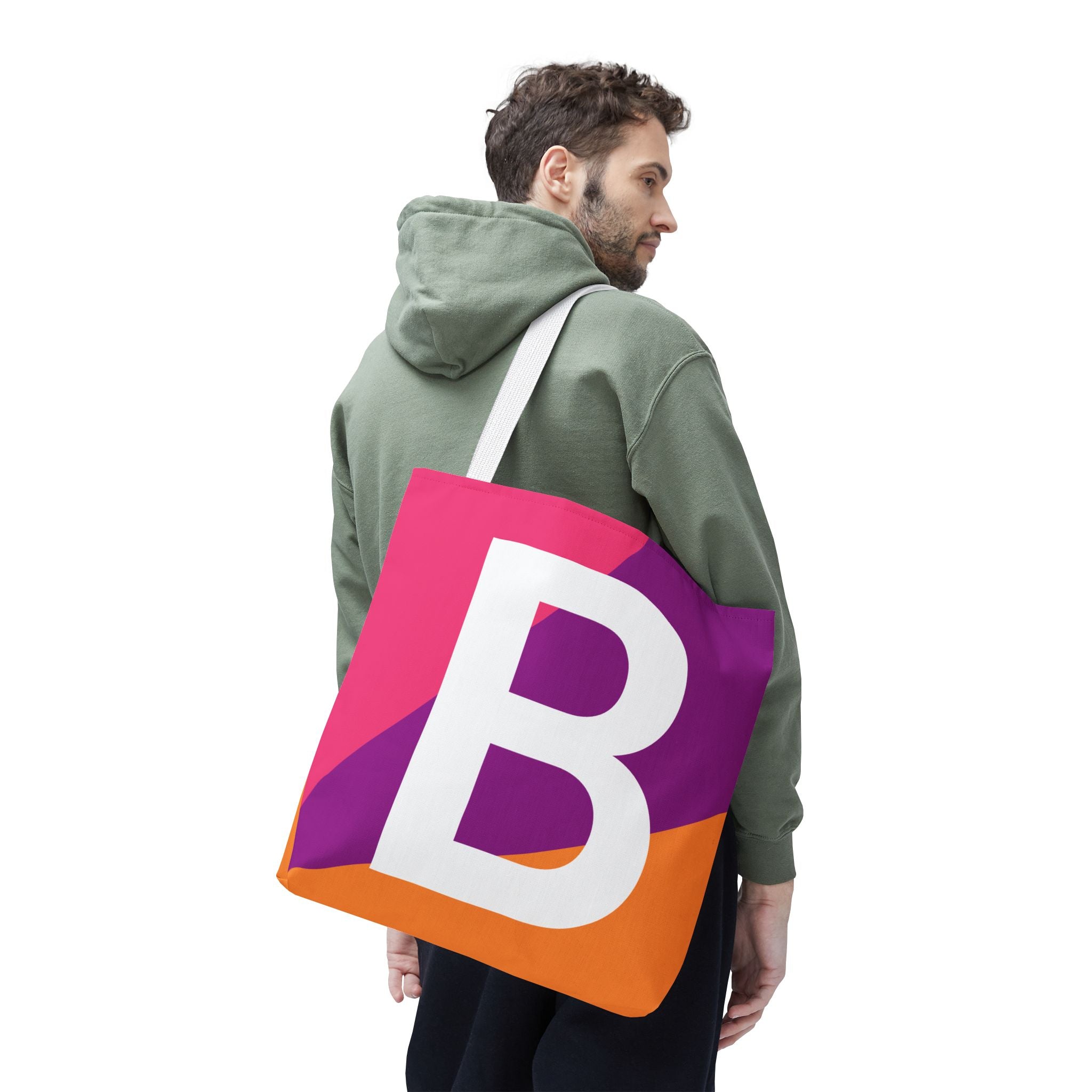 Monogram 'B' Colorblock Tote Bag — Personalized Initial B Shoulder Tote