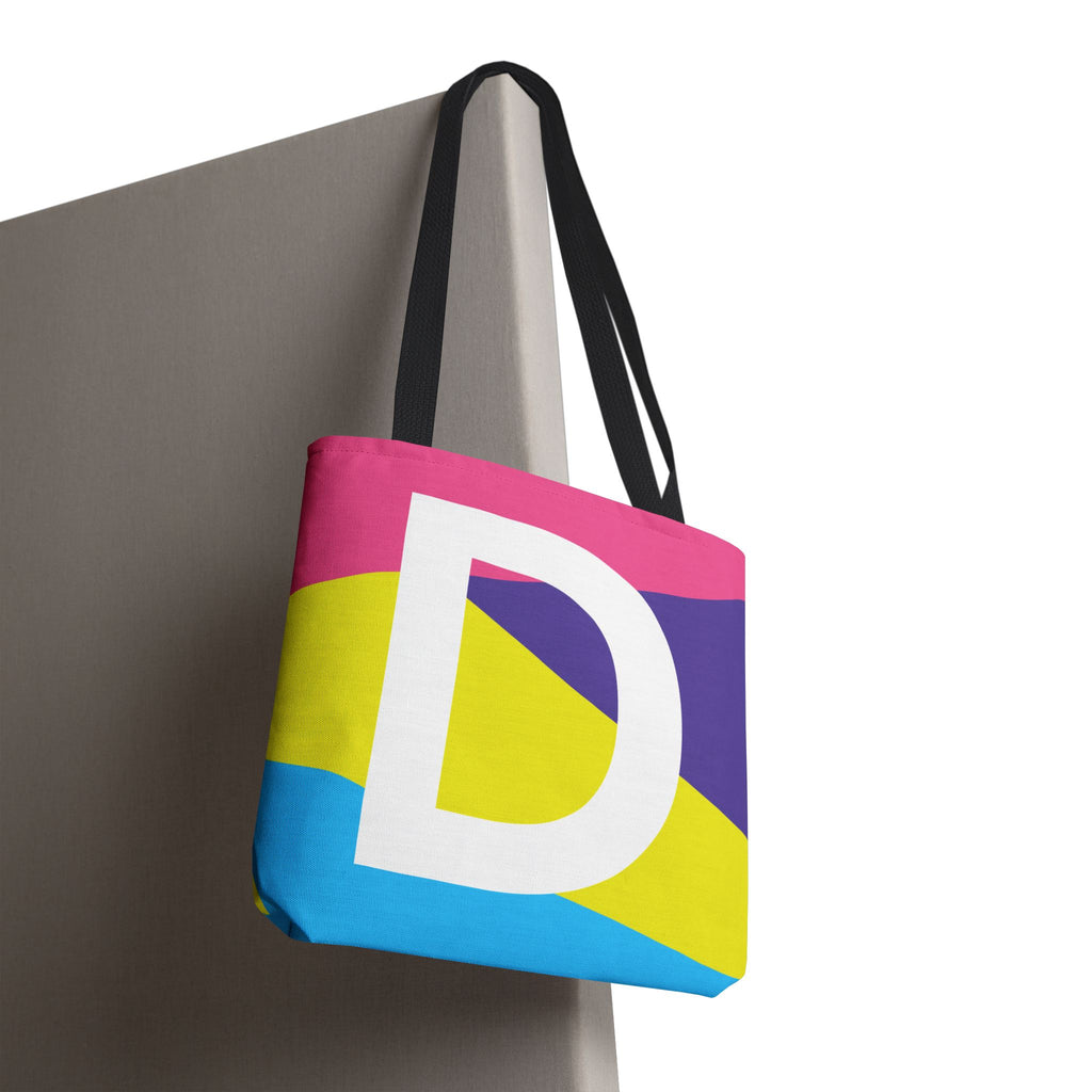 Monogram 'D' Colorblock Tote Bag — Personalized Initial D Shoulder Tote