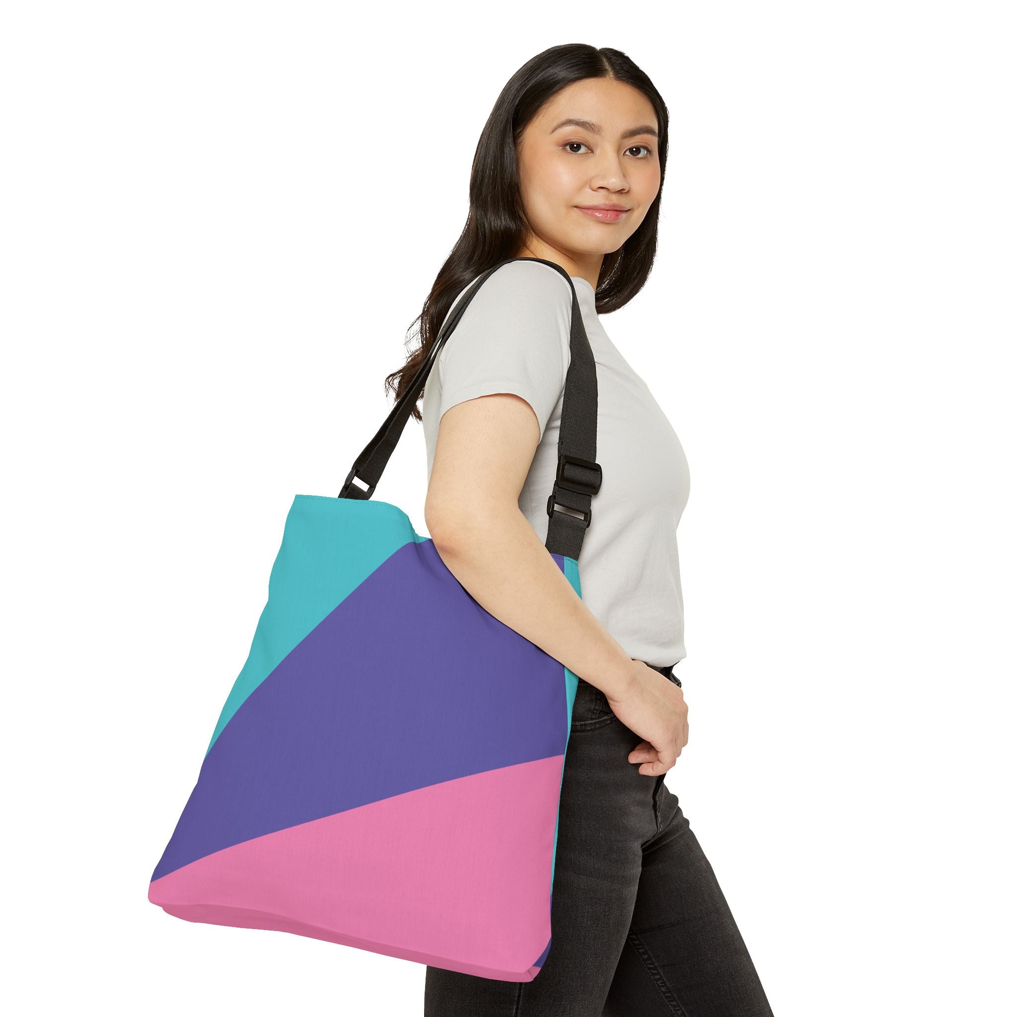 Colorblock Geometric Tote Bag — Adjustable Strap, Bright Abstract Pattern