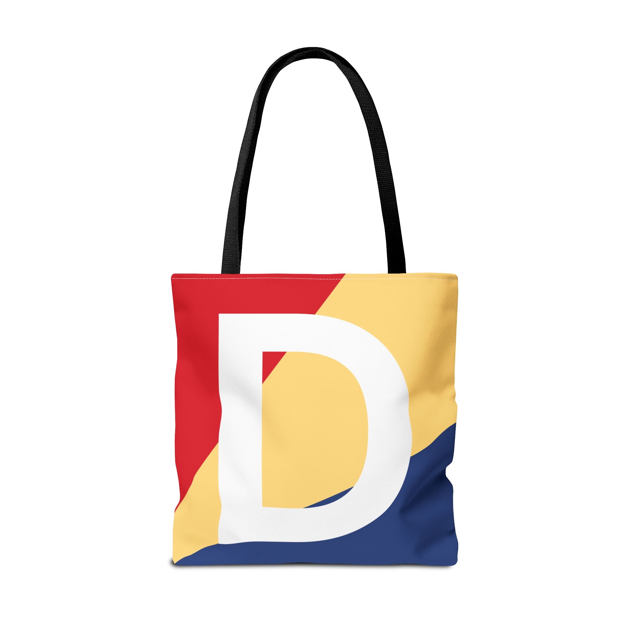 Monogram 'D' Colorblock Tote Bag — Personalized Initial D Shoulder Tote