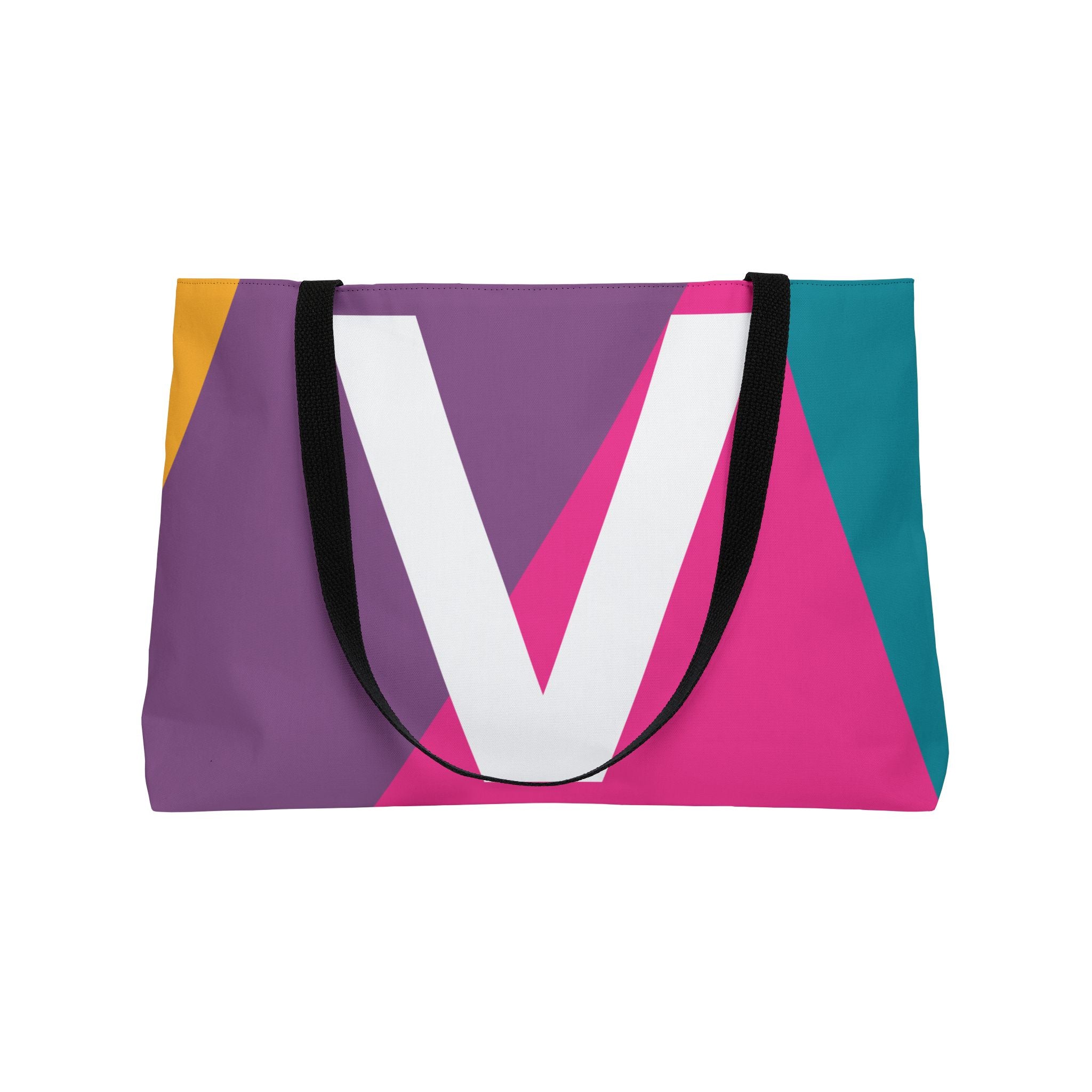 Personalized 'V' Colorblock Tote Bag — Monogram Weekender Tote
