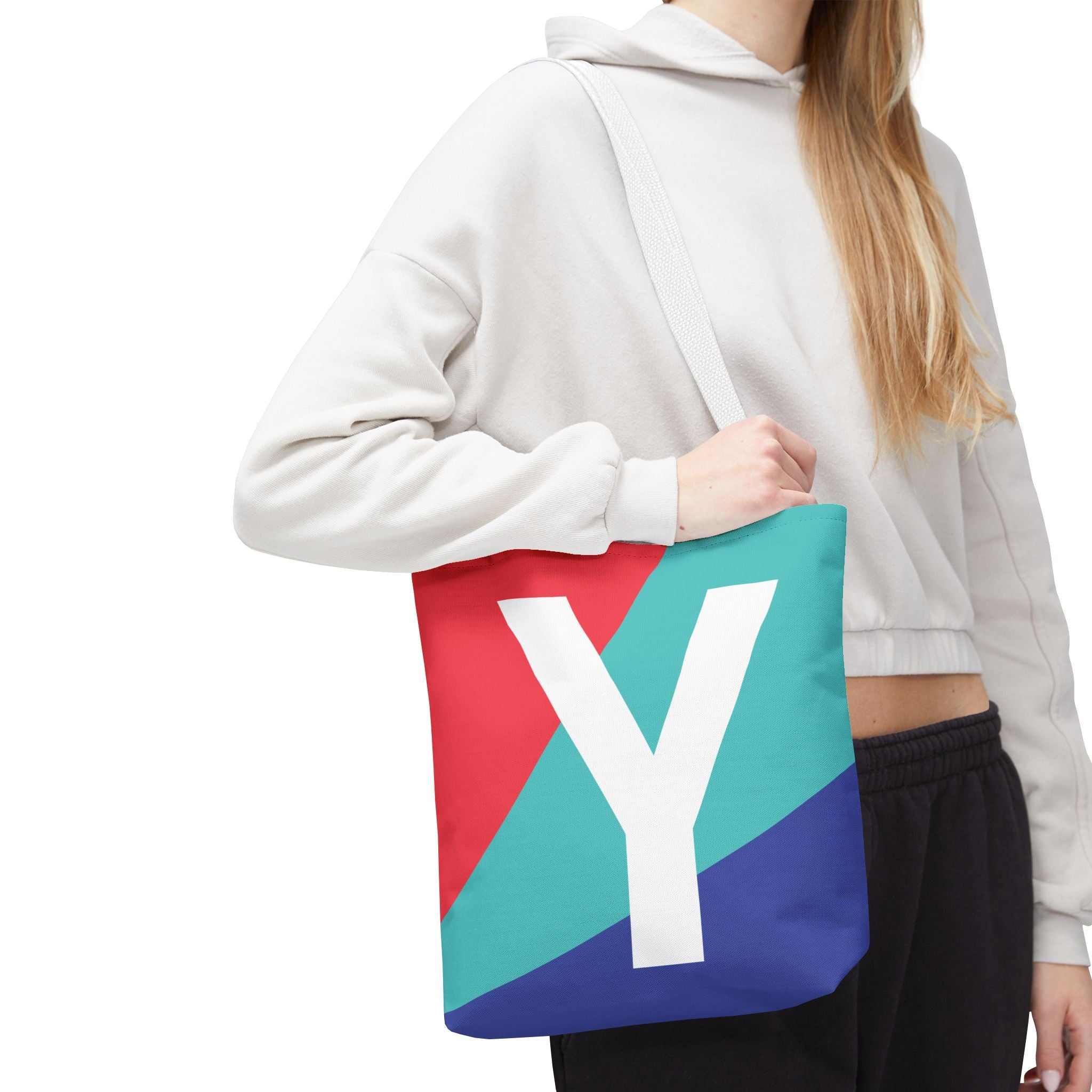 Monogram 'Y' Colorblock Tote Bag — Personalized Initial Y Shoulder Tote