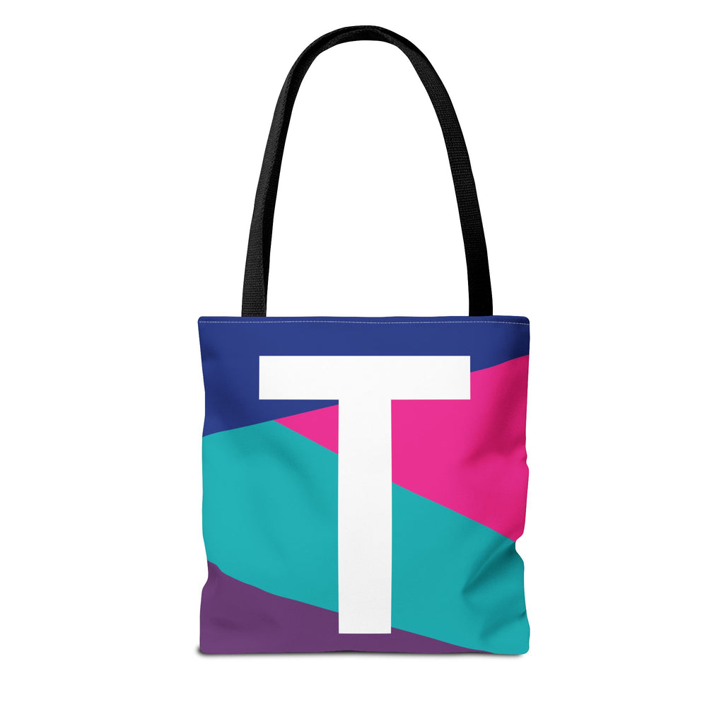 Monogram 'T' Colorblock Tote Bag — Personalized Initial T Shoulder Tote