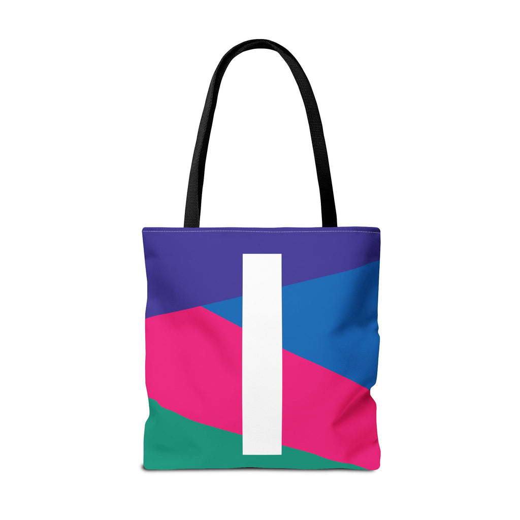 Monogram 'I' Colorblock Tote Bag — Personalized Initial I Shoulder Tote