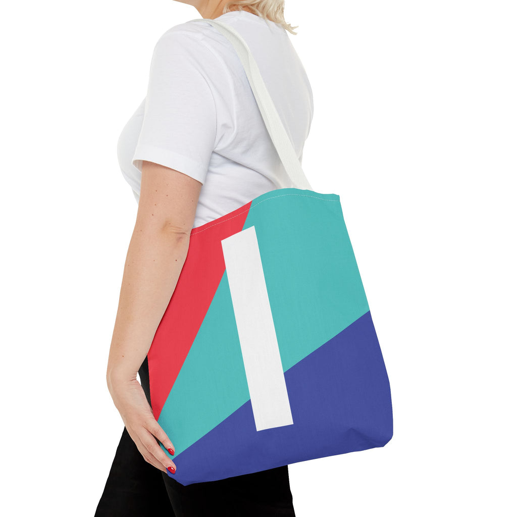 Monogram 'I' Colorblock Tote Bag — Personalized Initial I Shoulder Tote