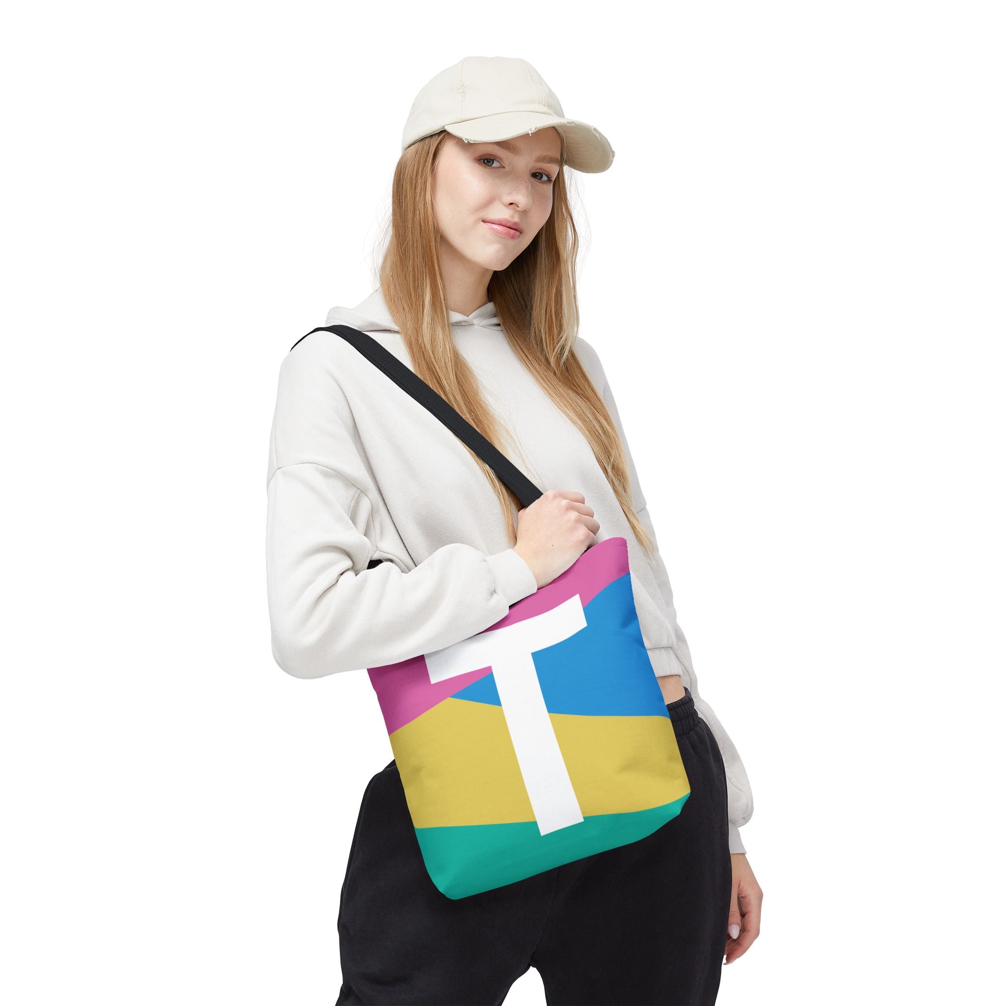 Monogram 'T' Colorblock Tote Bag — Personalized Initial T Shoulder Tote