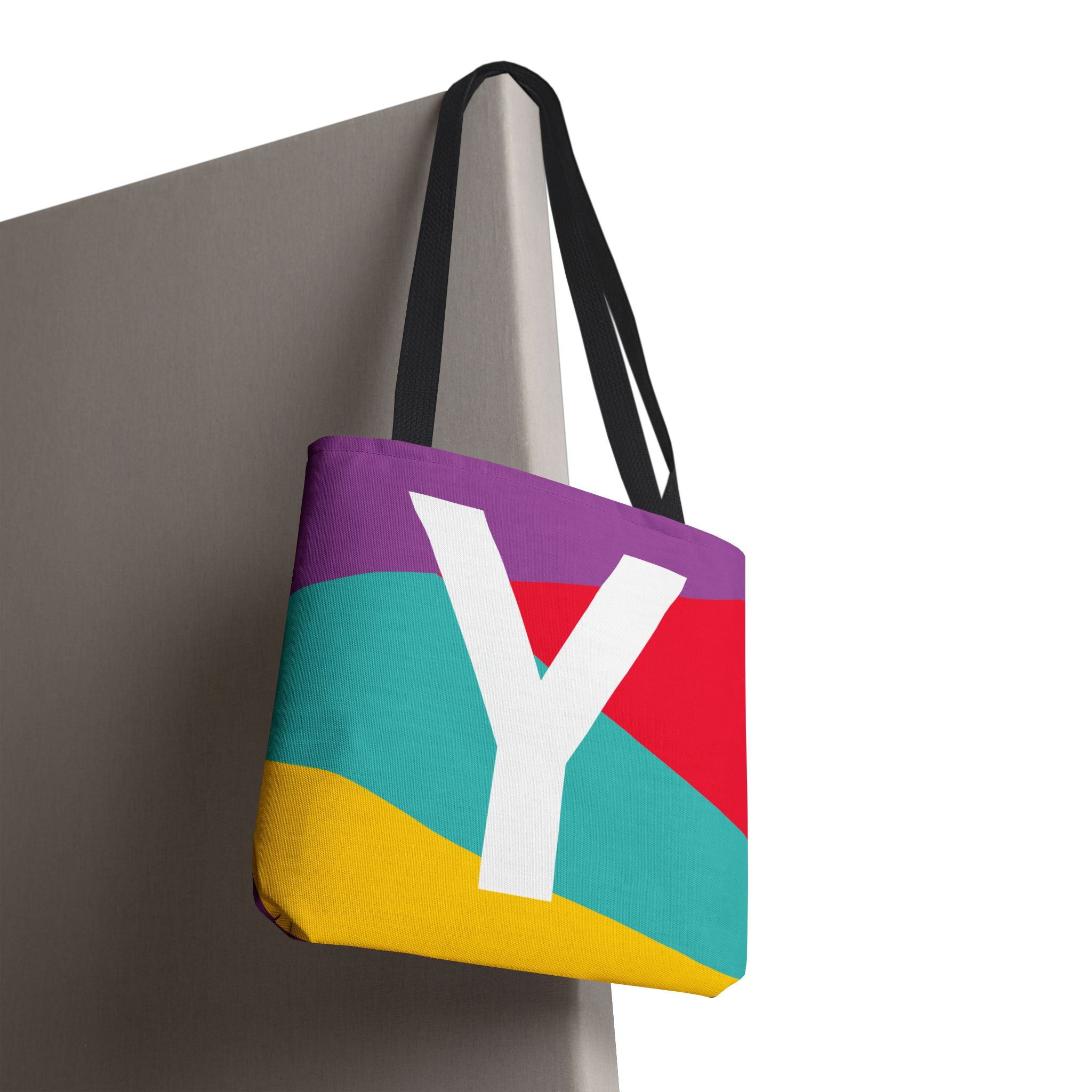 Monogram 'Y' Colorblock Tote Bag — Personalized Initial Y Shoulder Tote