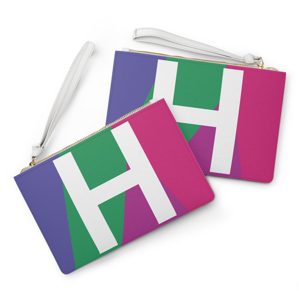 Monogram 'H' Colorblock Clutch Bag — Bold Geometric Wristlet for Everyday & Gifts