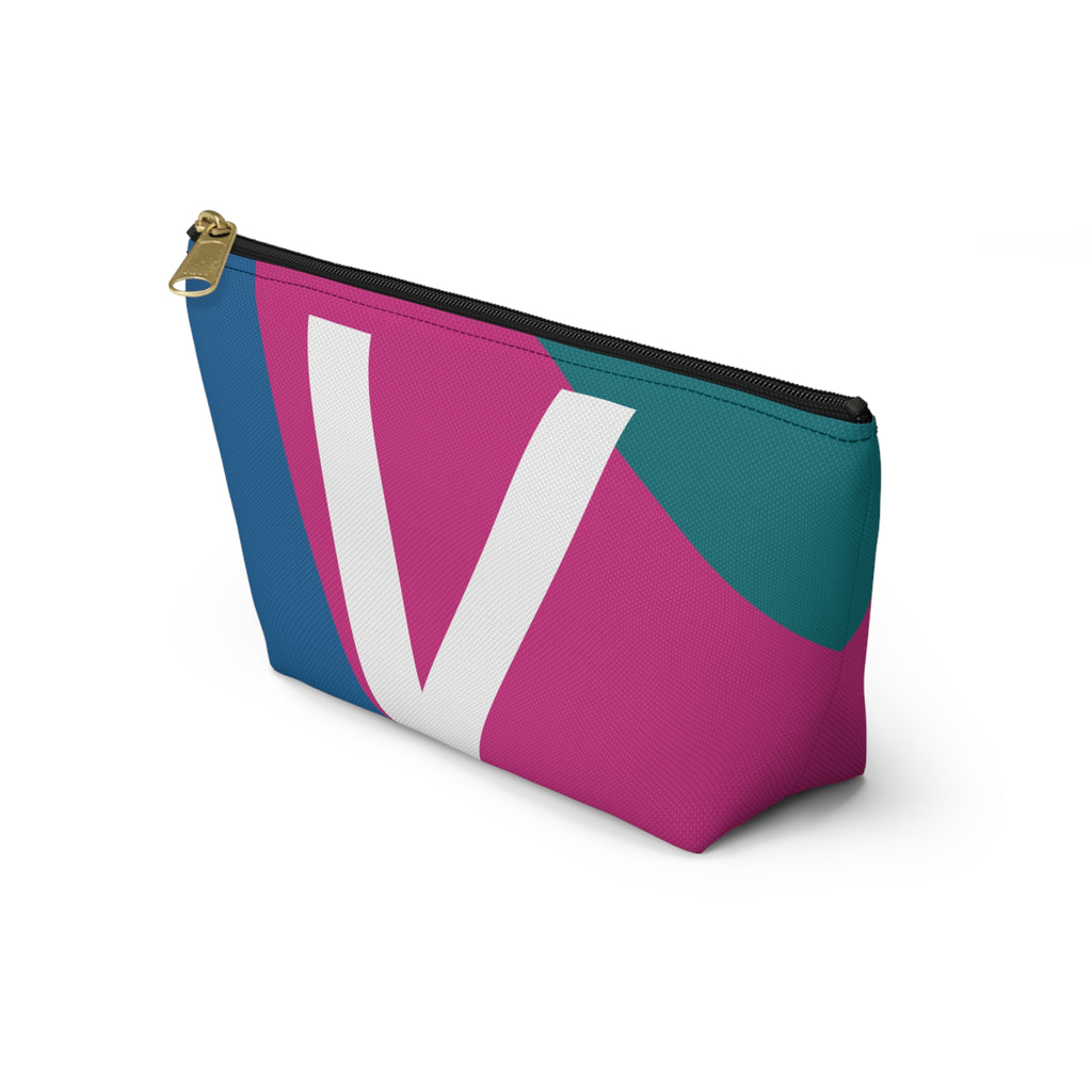 Initials Colorblock Accessory Pouch — Monogram V T-Bottom Cosmetic Bag