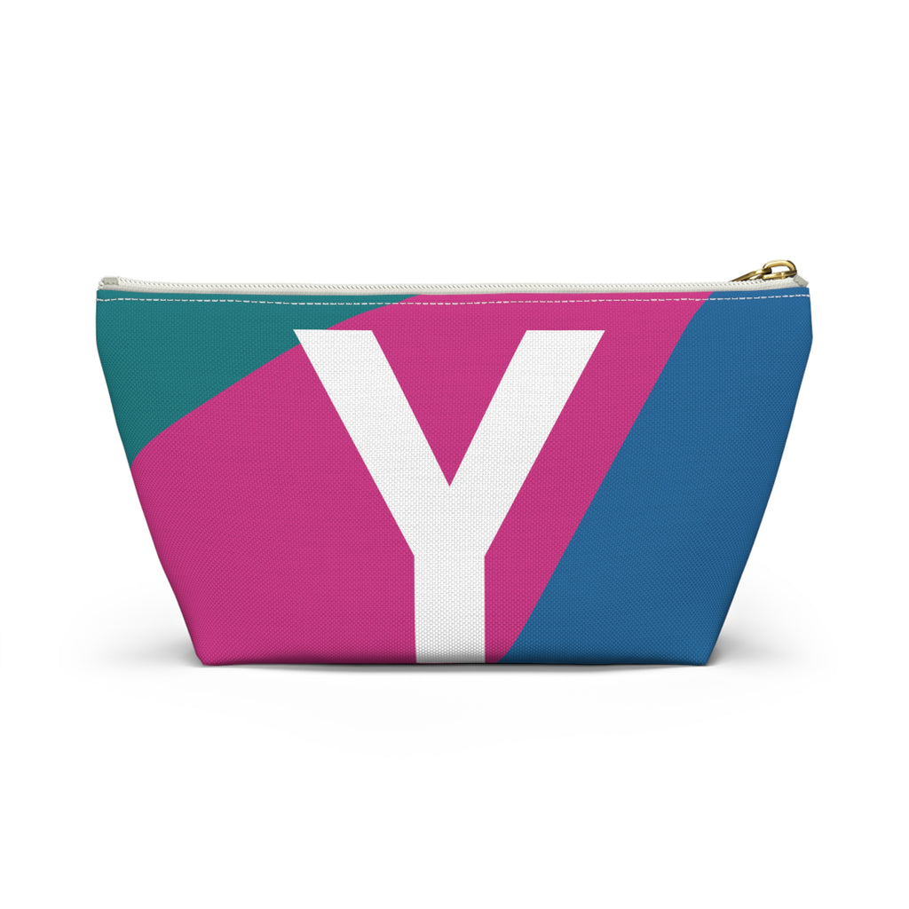 Initials Colorblock Accessory Pouch — Monogram Y T-Bottom Cosmetic Bag