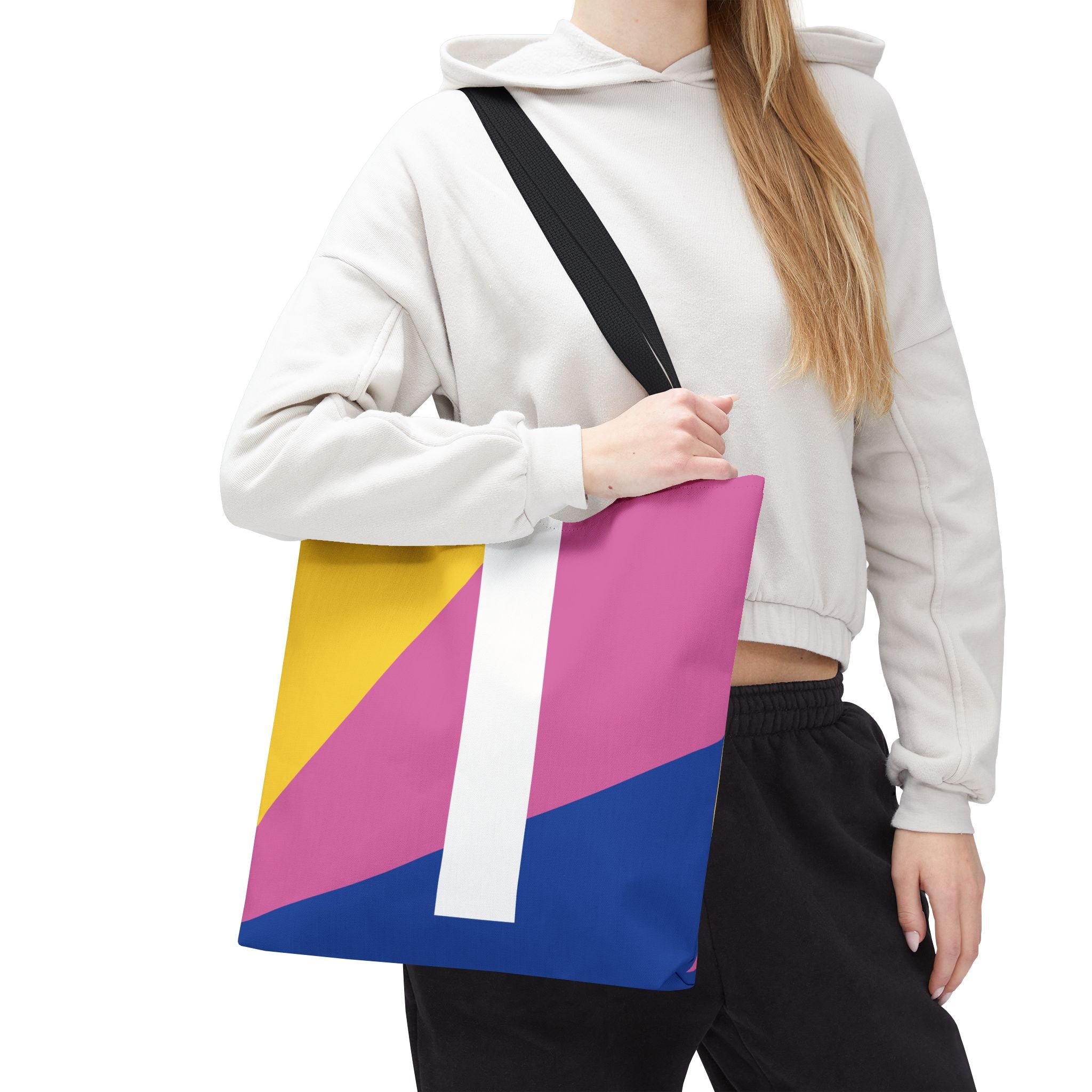 Monogram 'I' Colorblock Tote Bag — Personalized Initial I Shoulder Tote