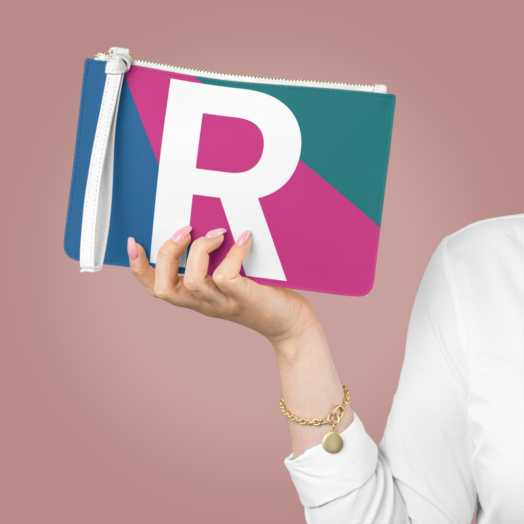 Monogram 'R' Colorblock Clutch Bag — Bold Geometric Wristlet for Everyday & Gifts