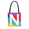 Monogram 'N' Colorblock Tote Bag — Personalized Initial N Shoulder Tote