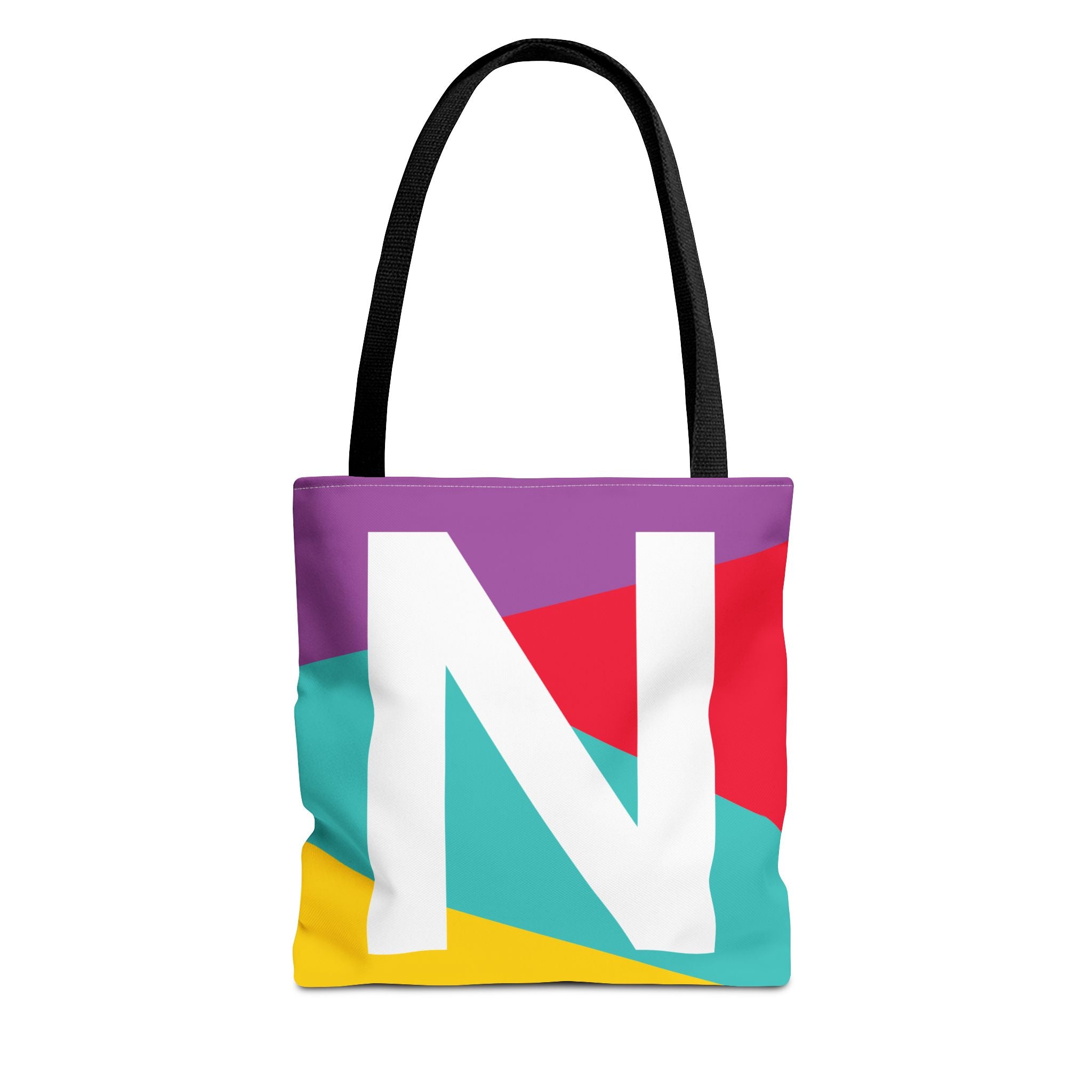 Monogram 'N' Colorblock Tote Bag — Personalized Initial N Shoulder Tote
