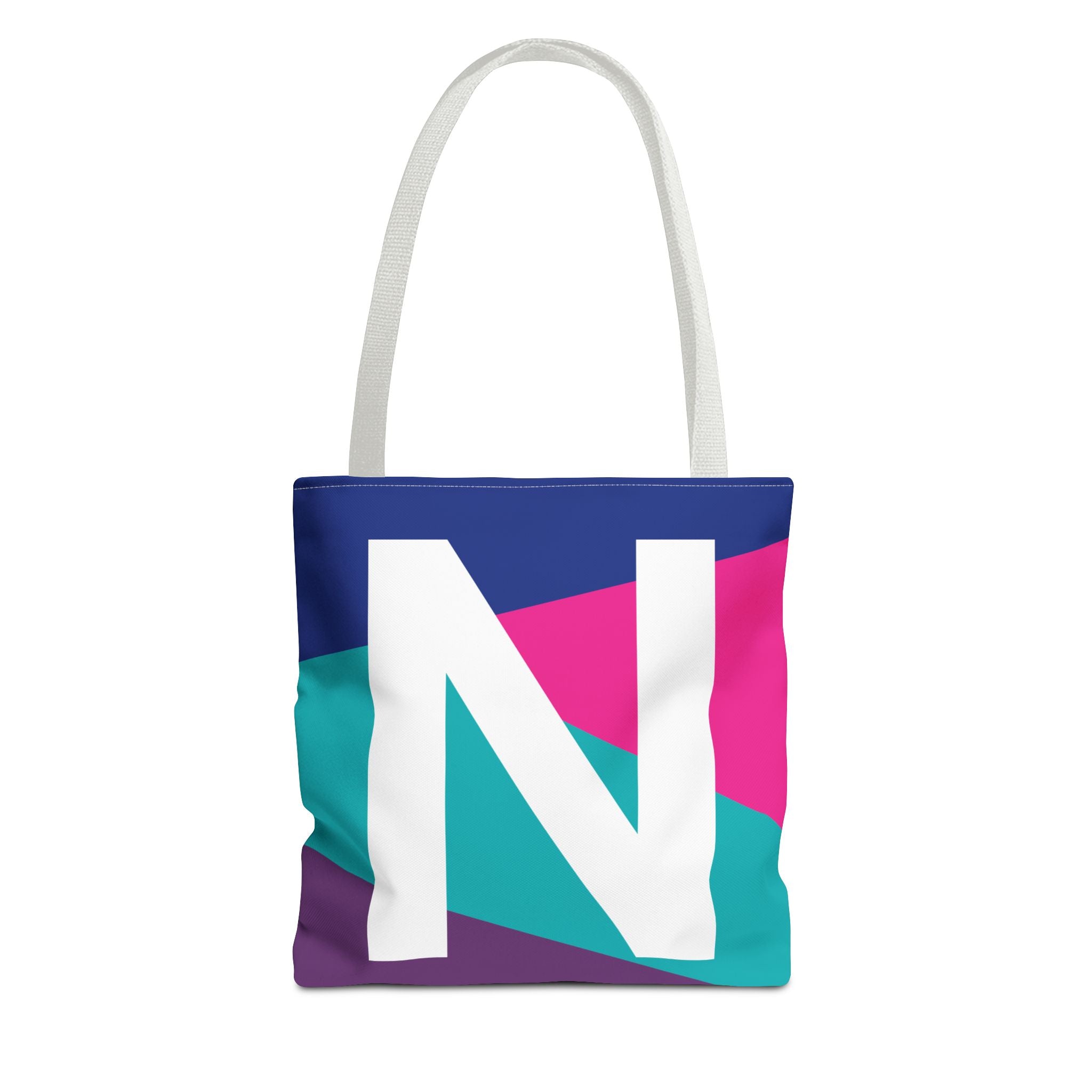 Monogram 'N' Colorblock Tote Bag — Personalized Initial N Shoulder Tote
