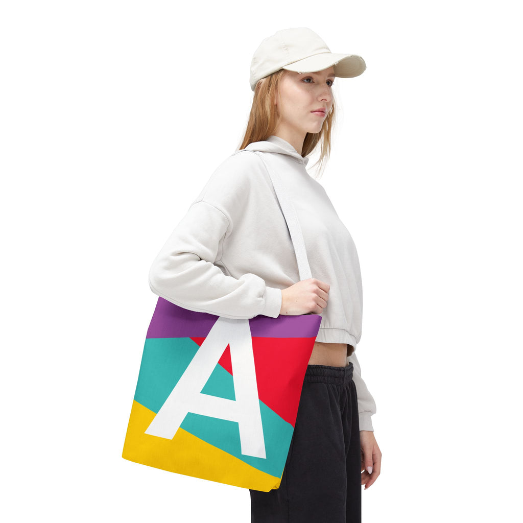 Monogram 'A' Colorblock Tote Bag — Personalized Initial A Shoulder Tote