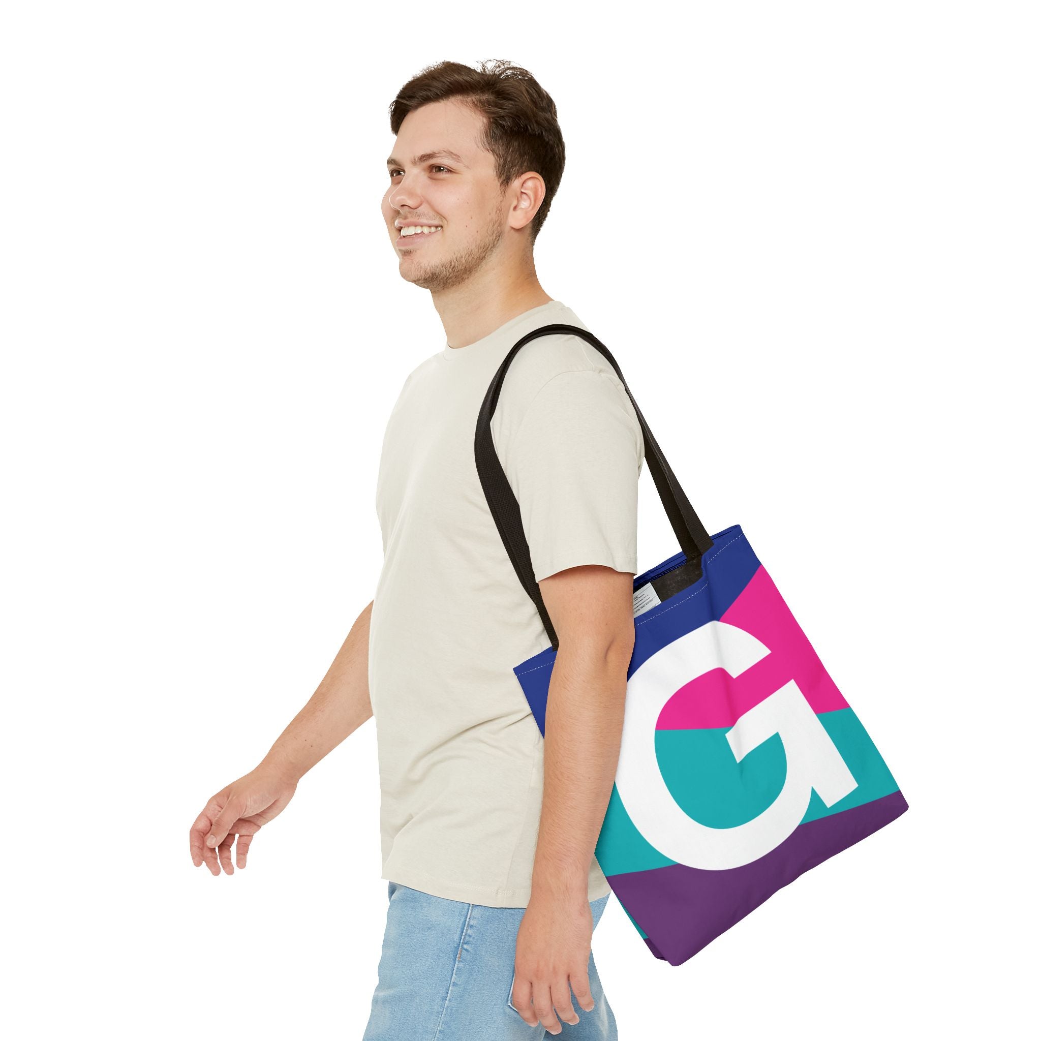 Monogram 'G' Colorblock Tote Bag — Personalized Initial G Shoulder Tote