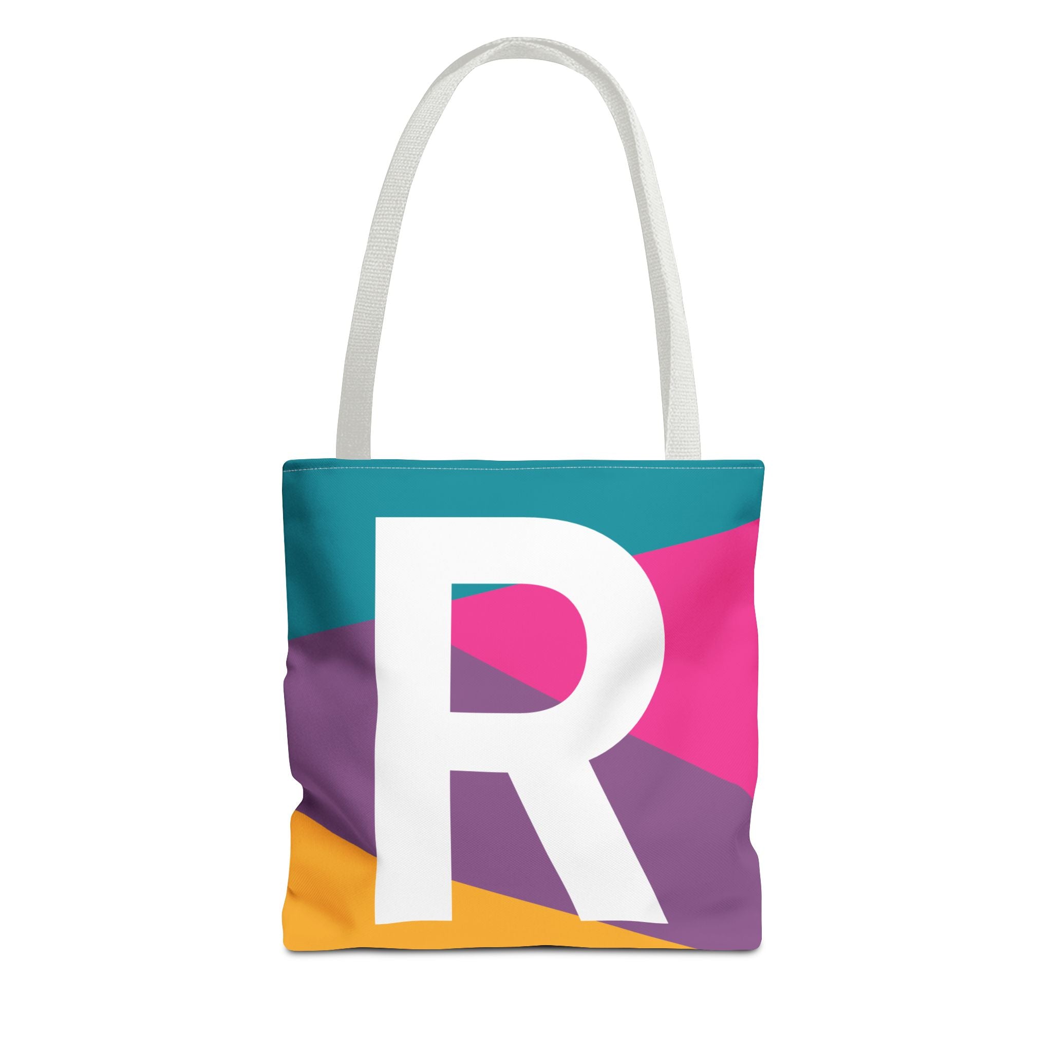 Monogram 'R' Colorblock Tote Bag — Personalized Initial R Shoulder Tote
