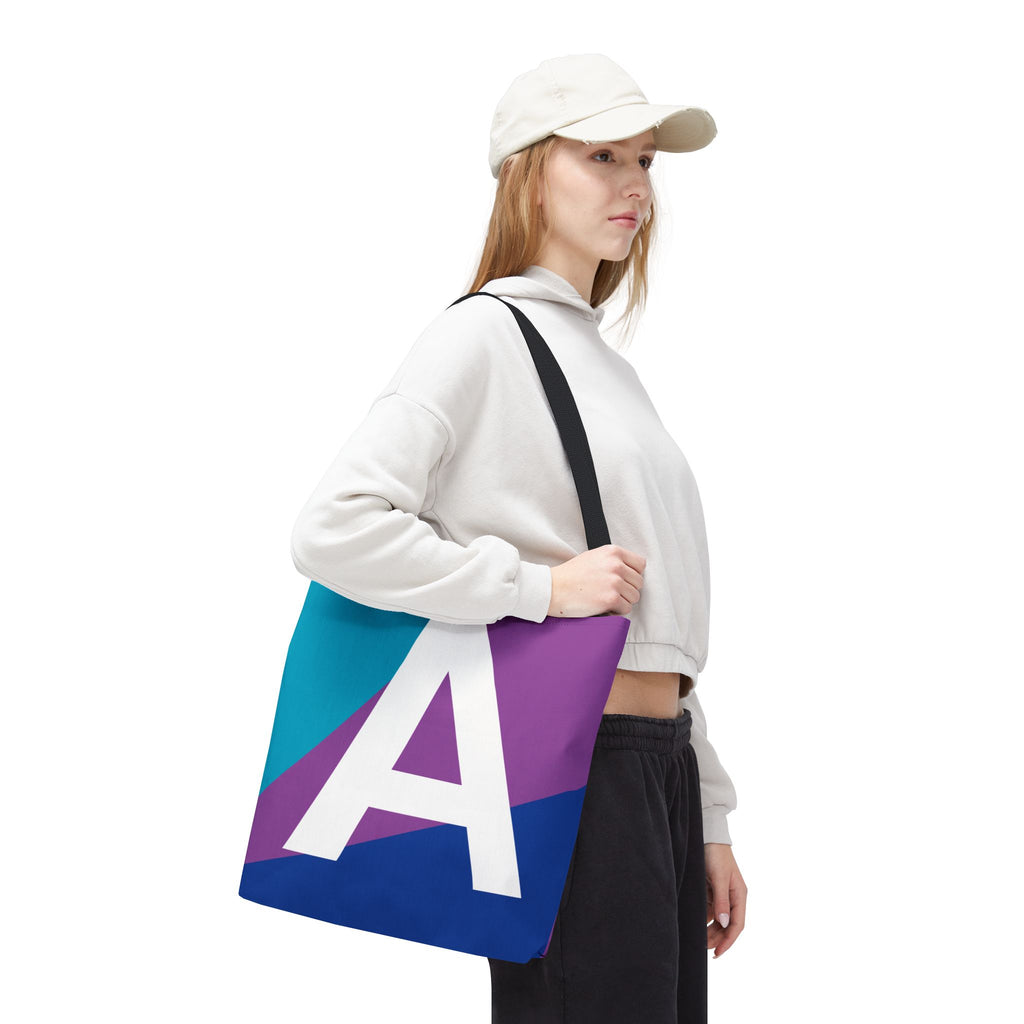 Monogram 'A' Colorblock Tote Bag — Personalized Initial A Shoulder Tote