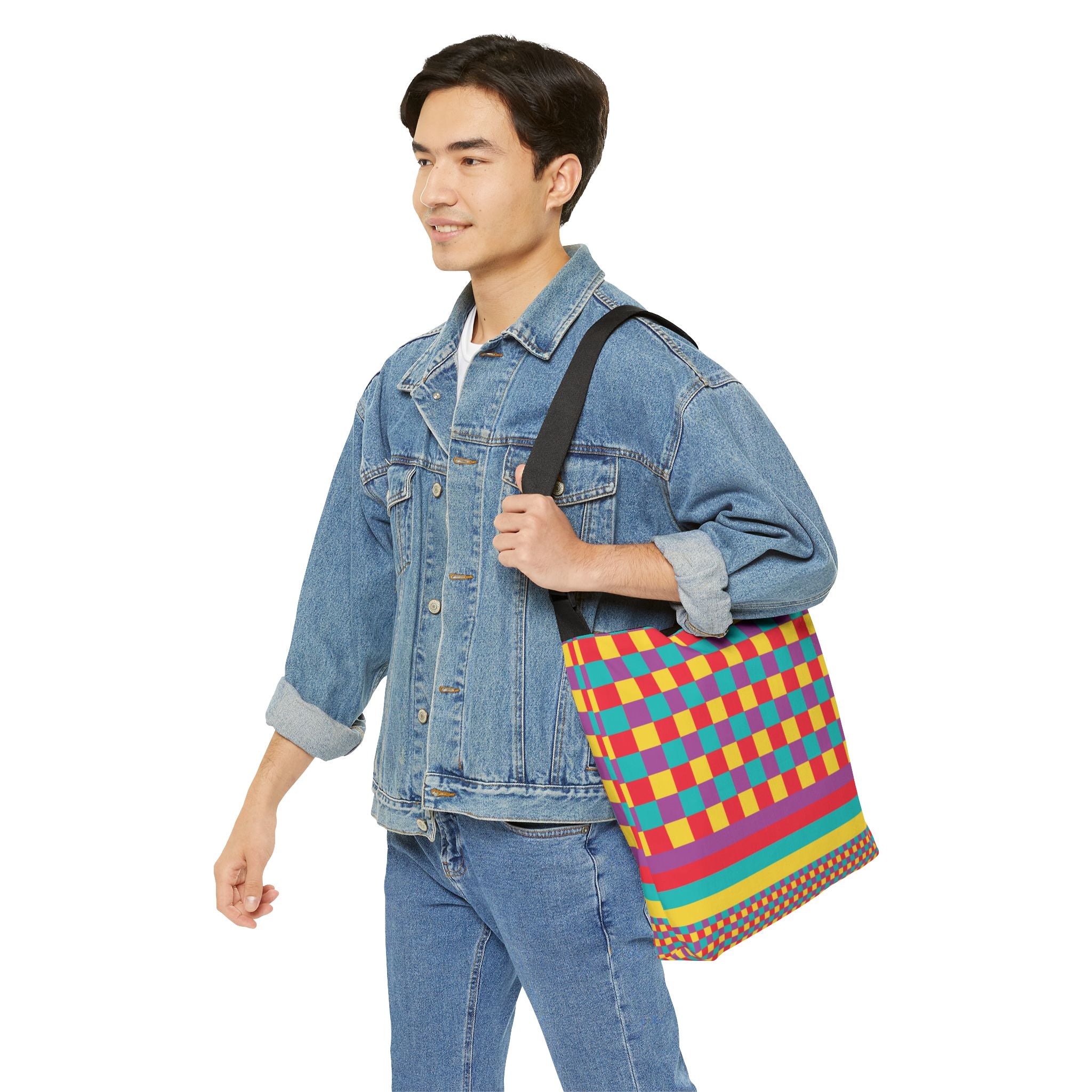 Colorblock Geometric Tote Bag