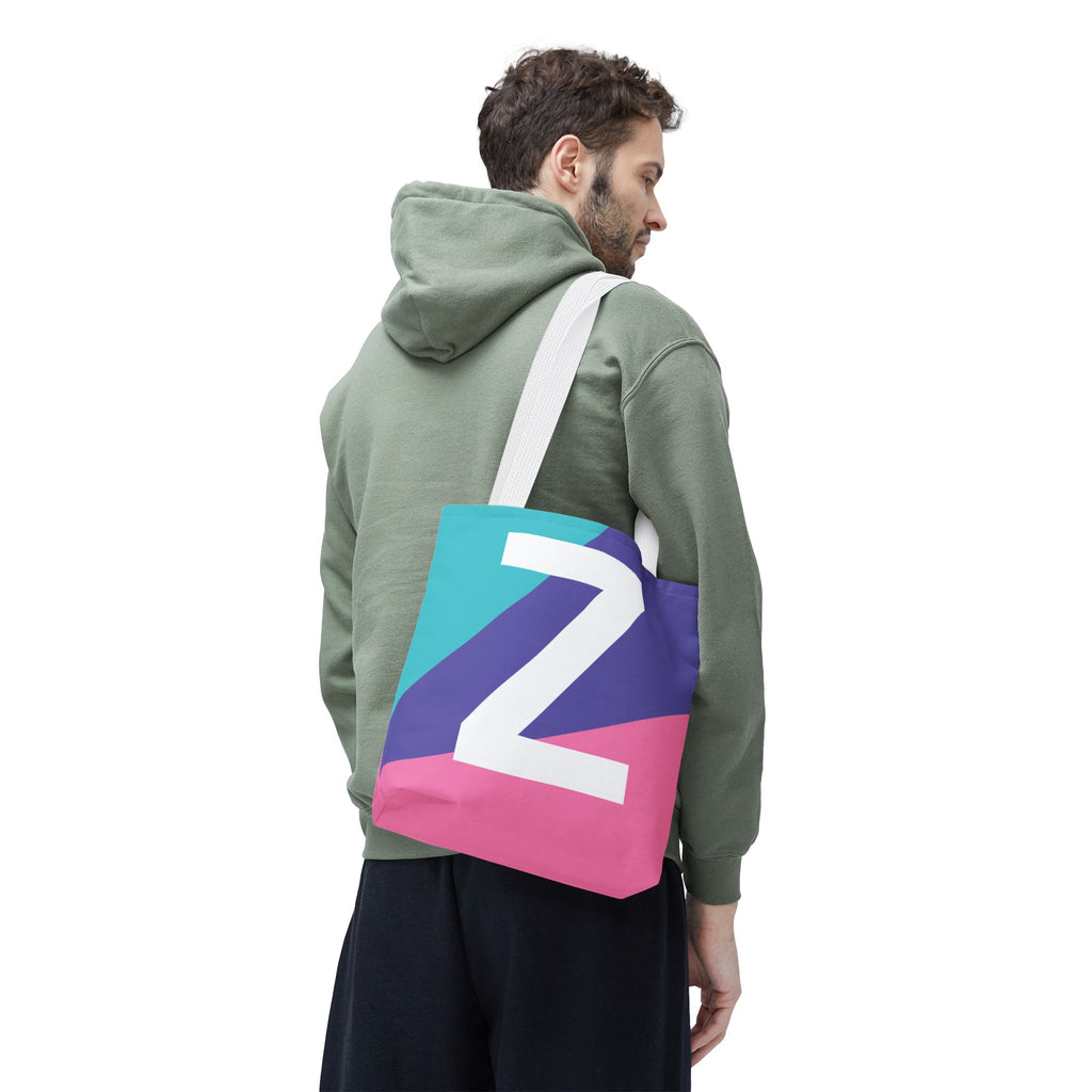 Monogram 'Z' Colorblock Tote Bag — Personalized Initial Z Shoulder Tote