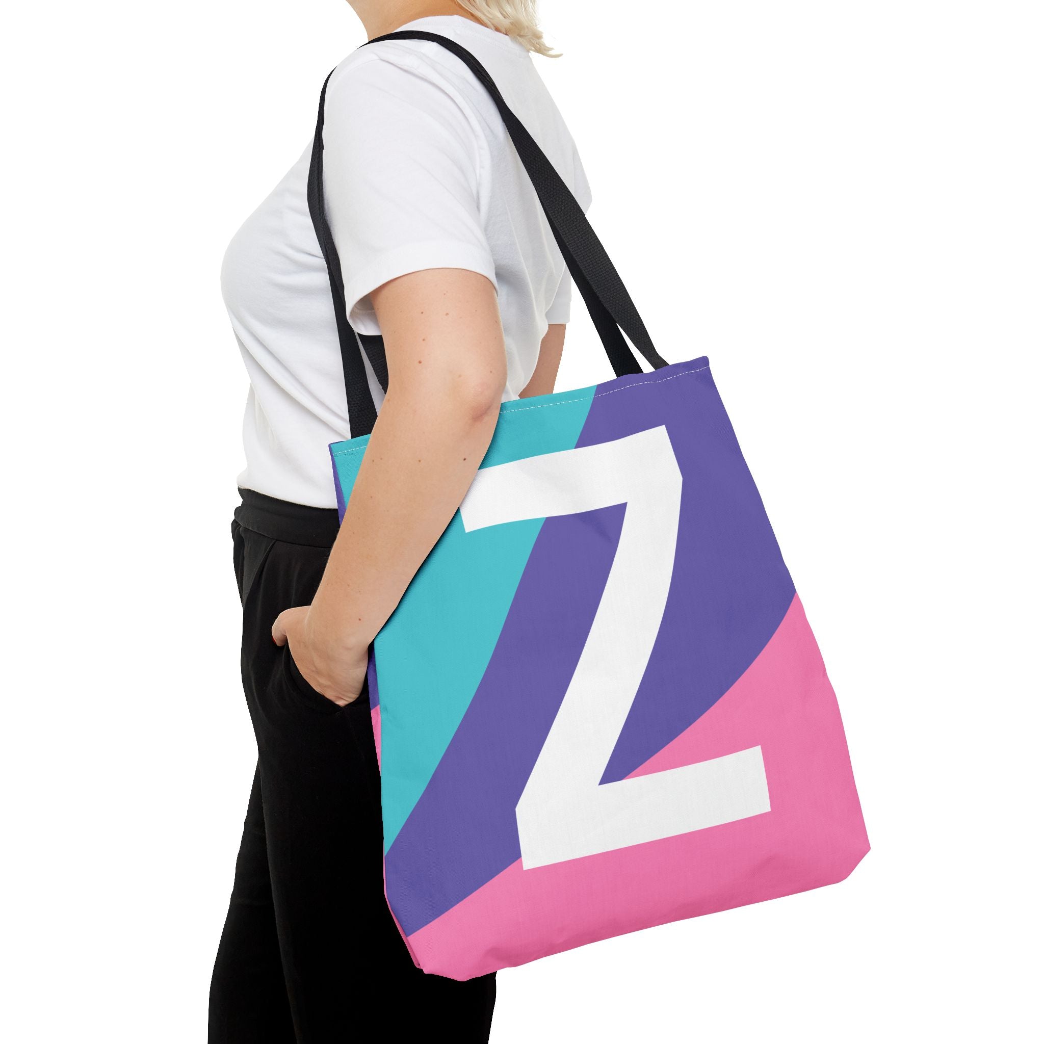 Monogram 'Z' Colorblock Tote Bag — Personalized Initial Z Shoulder Tote