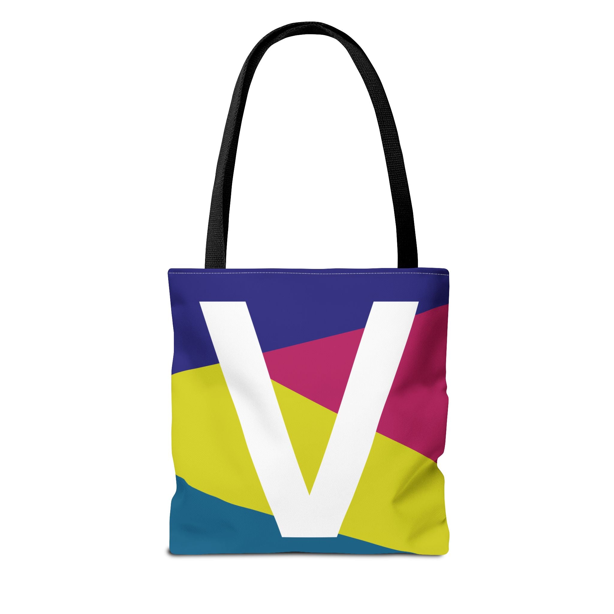 Monogram 'V' Colorblock Tote Bag — Personalized Initial V Shoulder Tote
