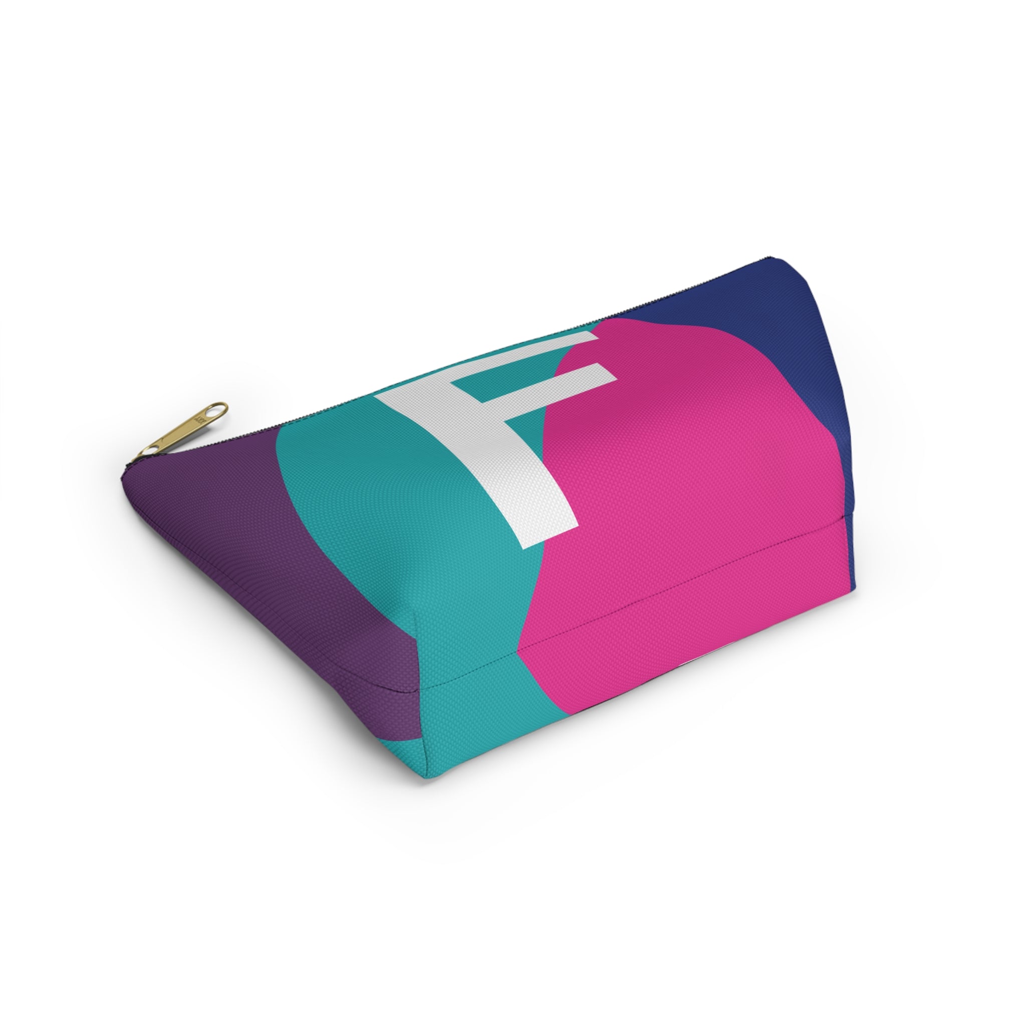 Initials Colorblock Accessory Pouch — Monogram F T-Bottom Cosmetic Bag