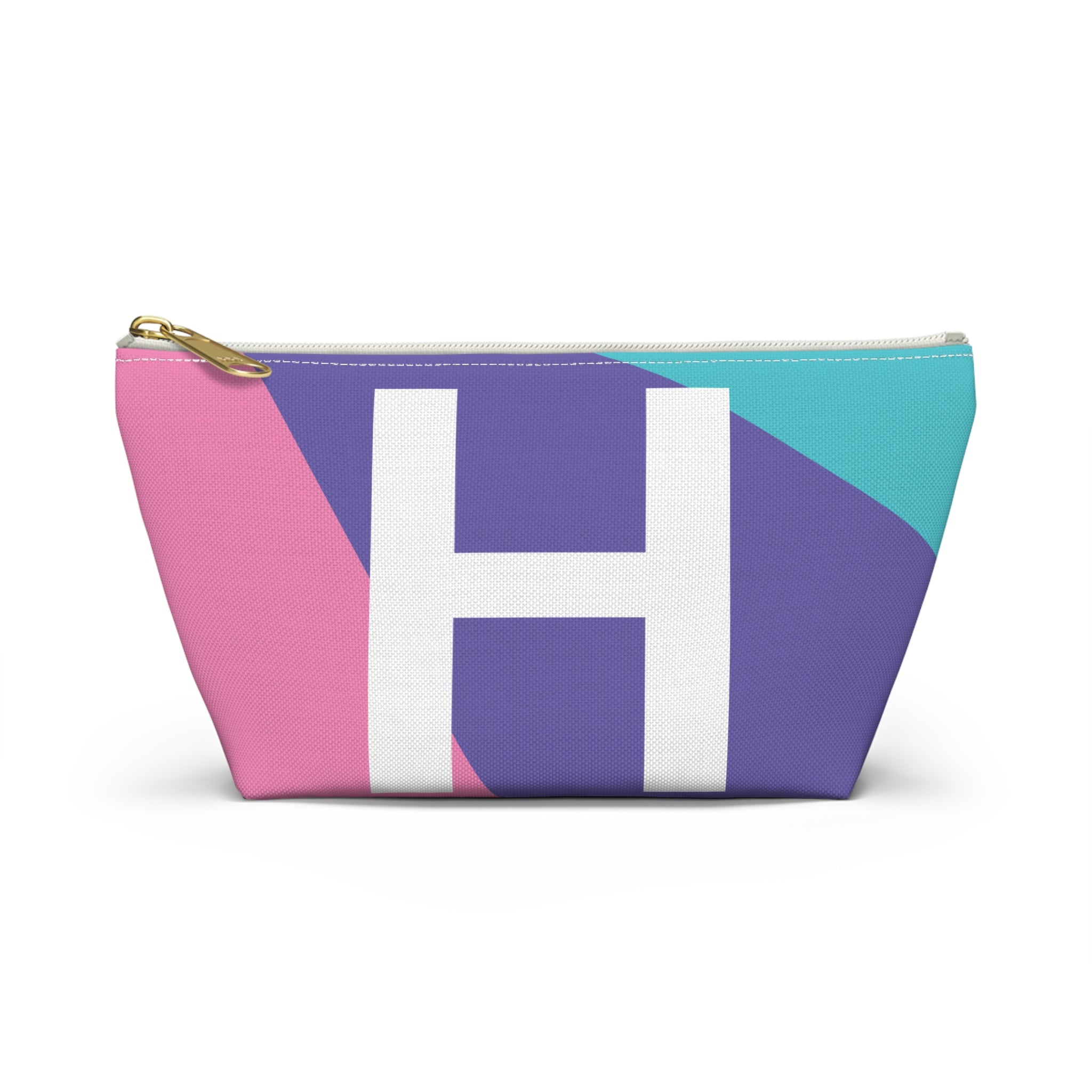 Initials Colorblock Accessory Pouch — Monogram H T-Bottom Cosmetic Bag