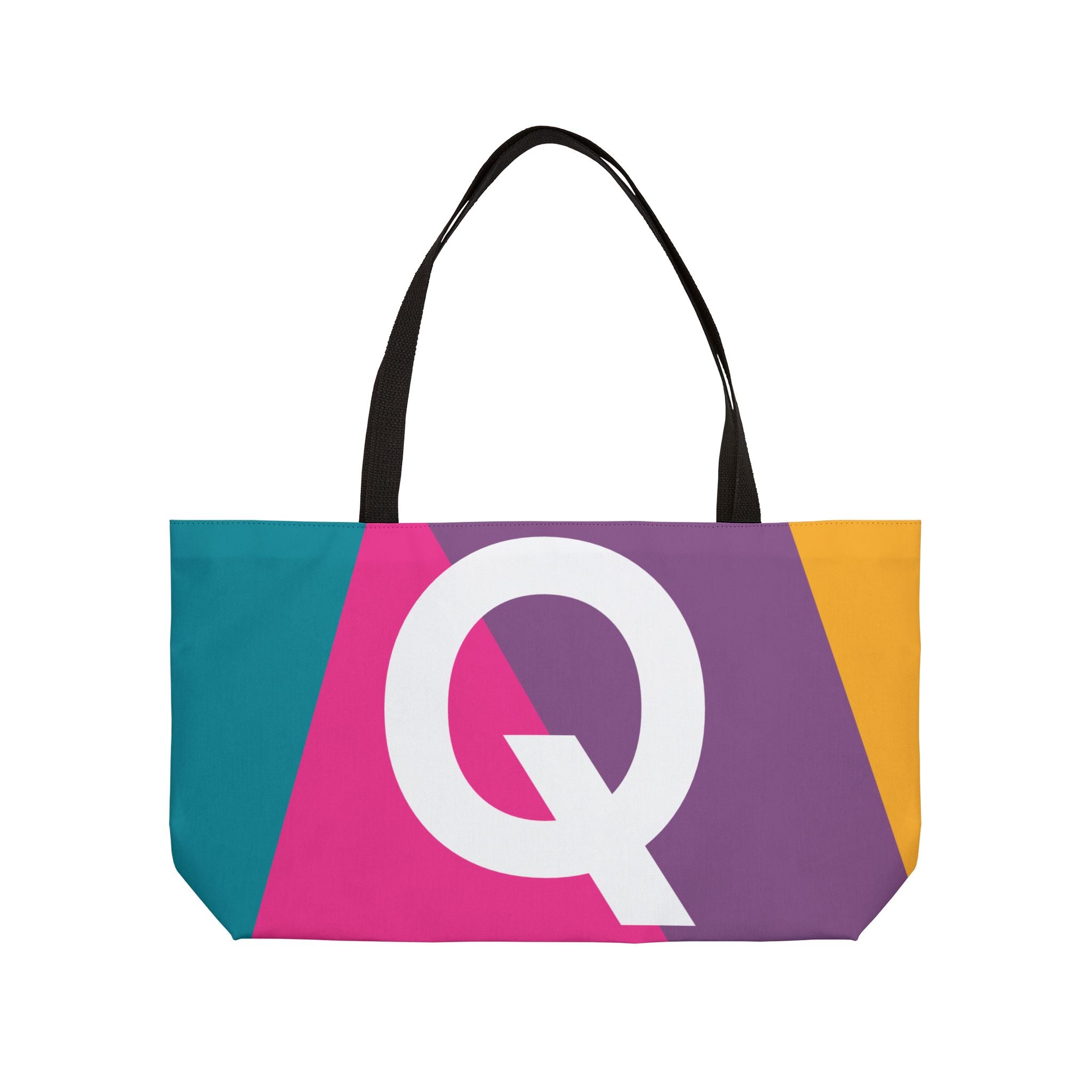 Personalized 'Q' Colorblock Tote Bag — Monogram Weekender Tote