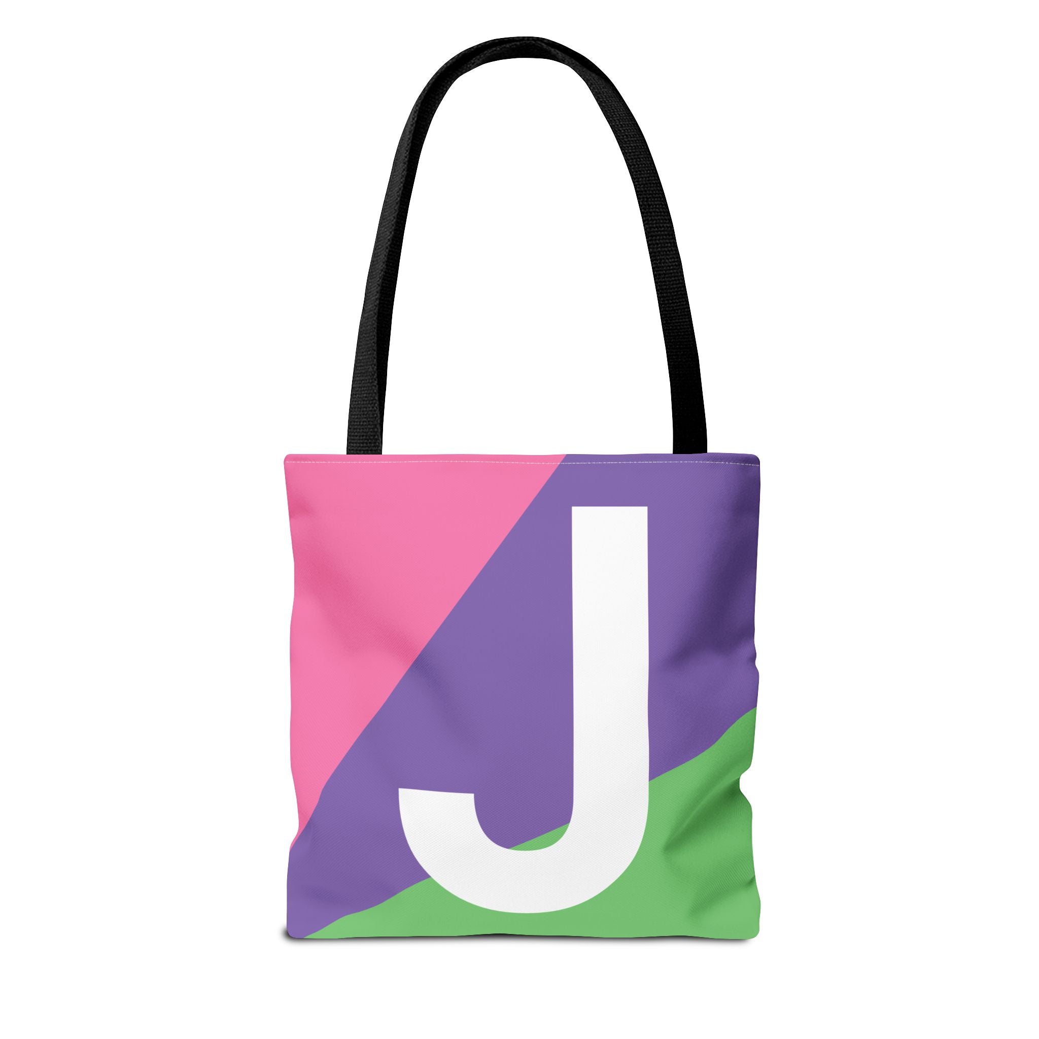 Monogram 'J' Colorblock Tote Bag — Personalized Initial J Shoulder Tote