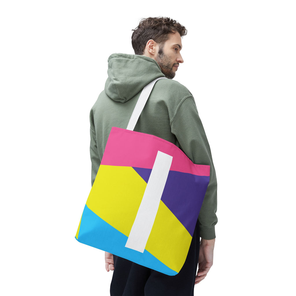 Monogram 'I' Colorblock Tote Bag — Personalized Initial I Shoulder Tote
