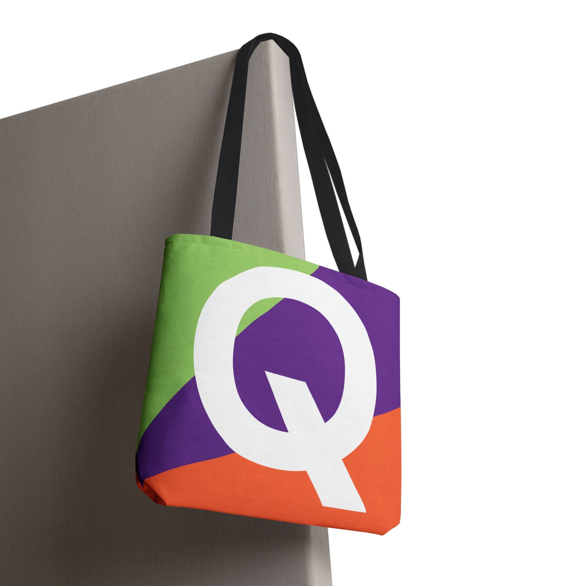 Monogram 'Q' Colorblock Tote Bag — Personalized Initial Q Shoulder Tote