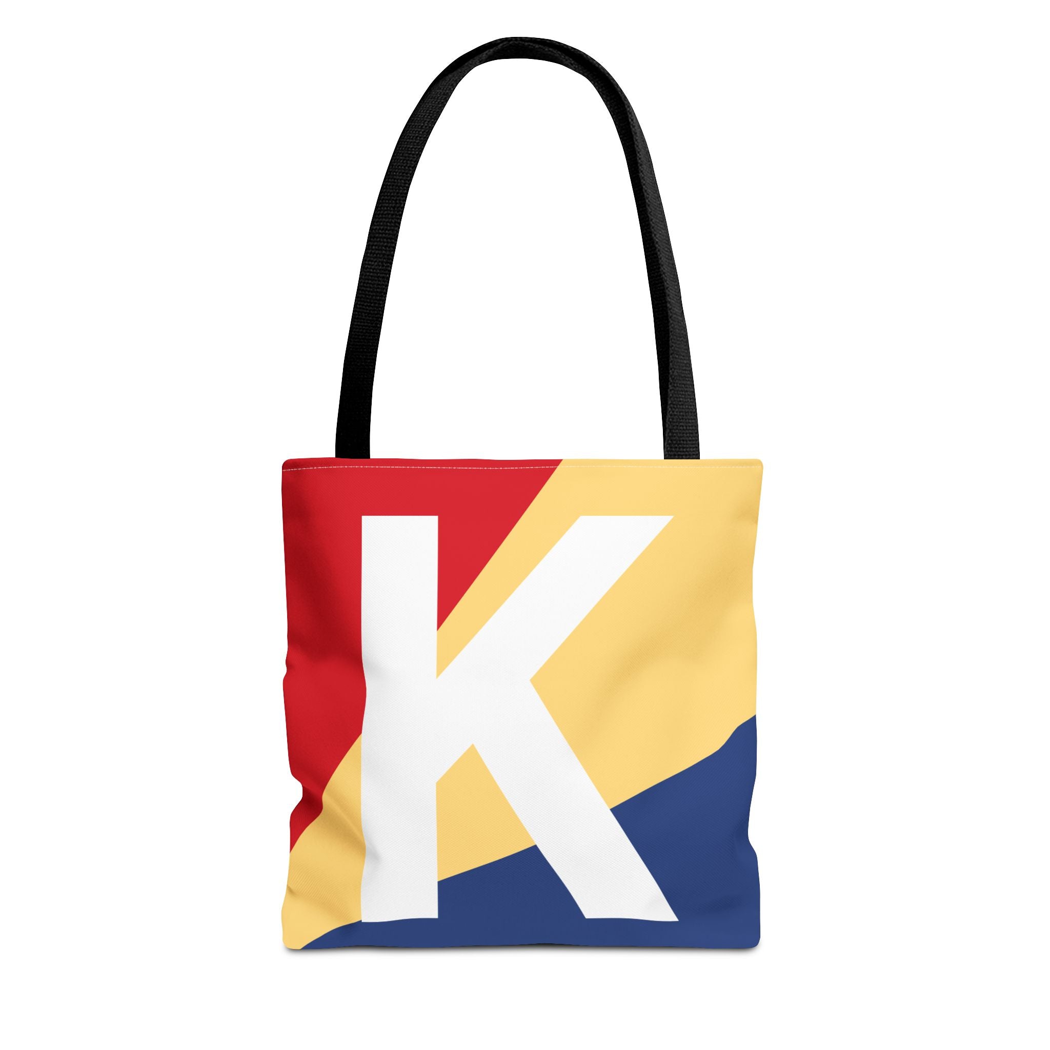 Monogram 'K' Colorblock Tote Bag — Personalized Initial K Shoulder Tote