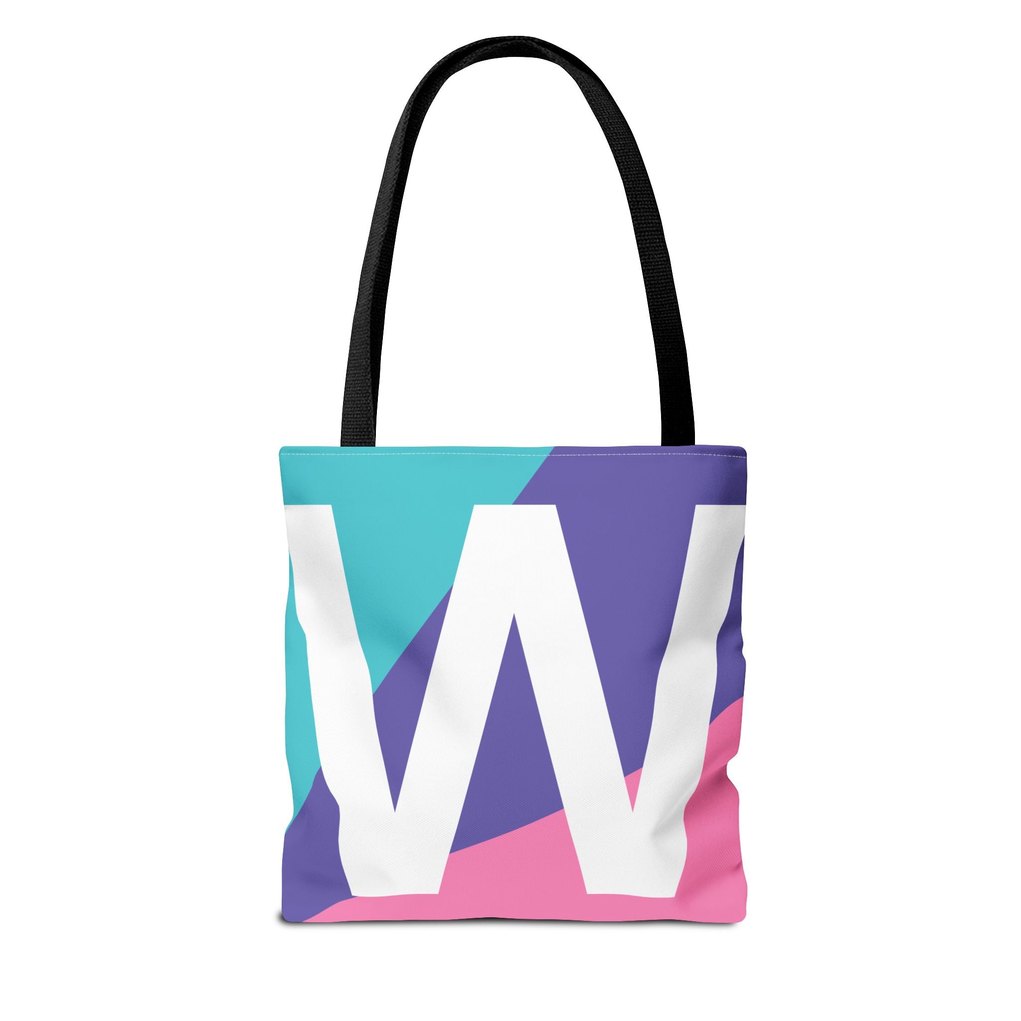 Monogram 'W' Colorblock Tote Bag — Personalized Initial W Shoulder Tote