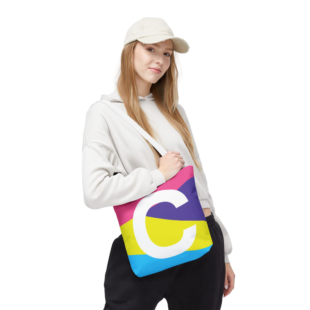 Monogram 'C' Colorblock Tote Bag — Personalized Initial C Shoulder Tote