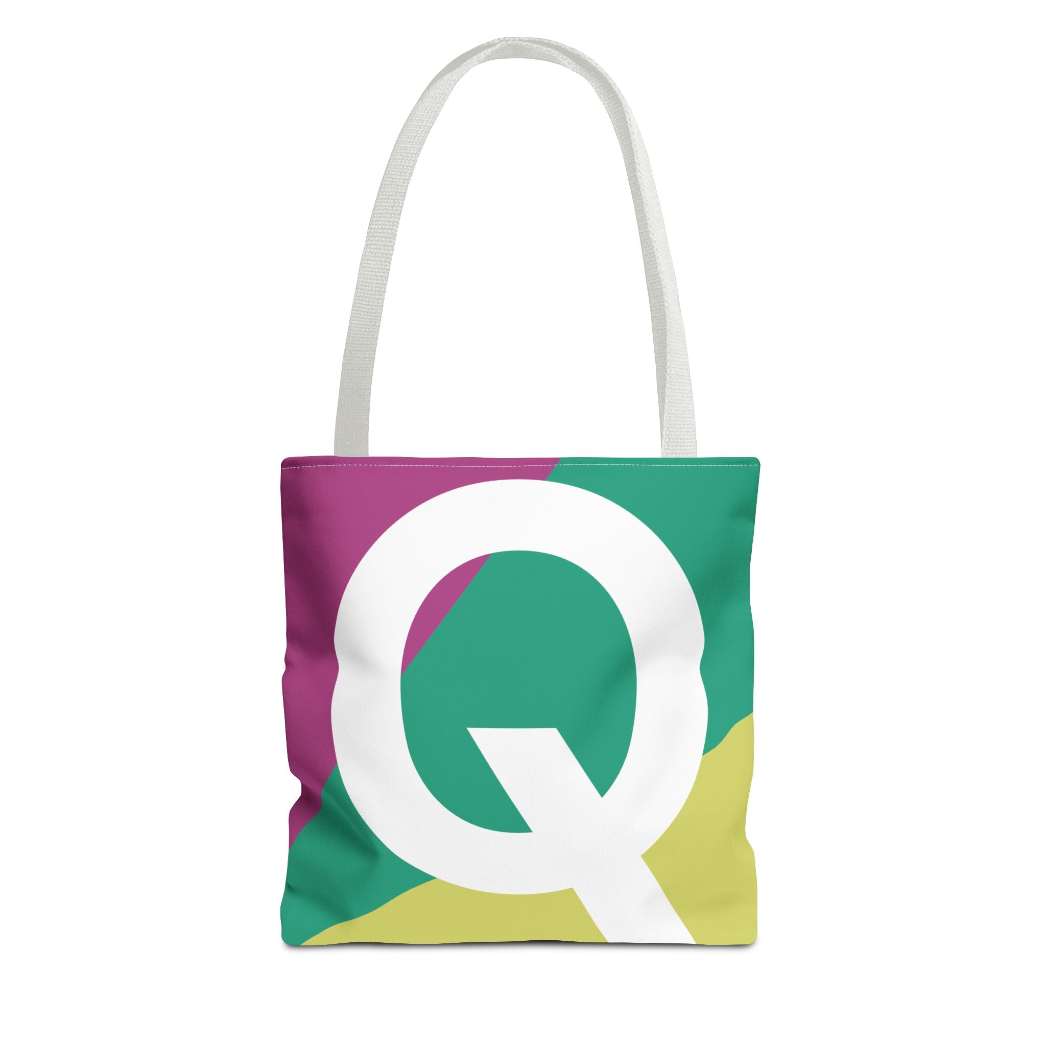 Monogram 'Q' Colorblock Tote Bag — Personalized Initial Q Shoulder Tote