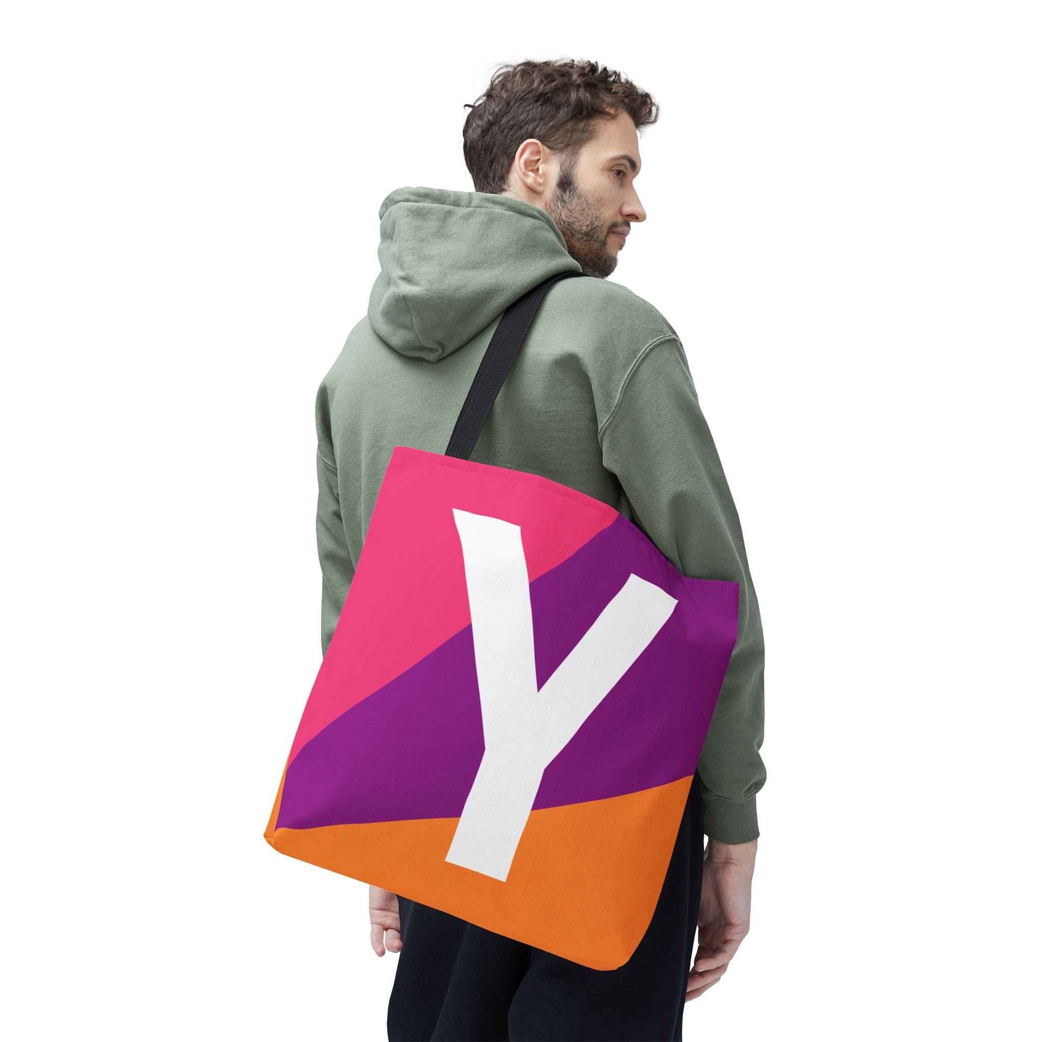 Monogram 'Y' Colorblock Tote Bag — Personalized Initial Y Shoulder Tote