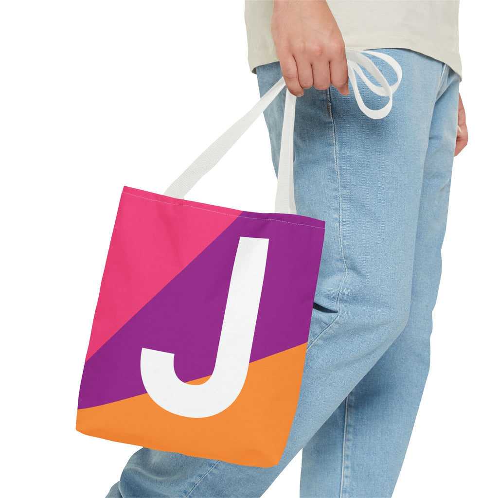 Monogram 'J' Colorblock Tote Bag — Personalized Initial J Shoulder Tote
