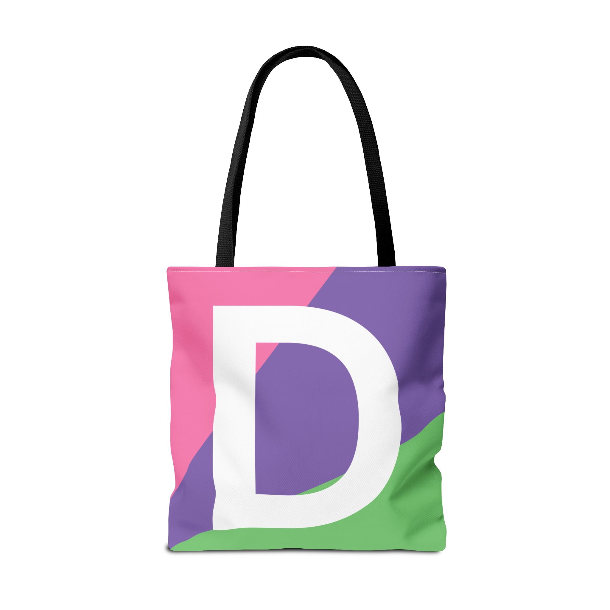 Monogram 'D' Colorblock Tote Bag — Personalized Initial D Shoulder Tote