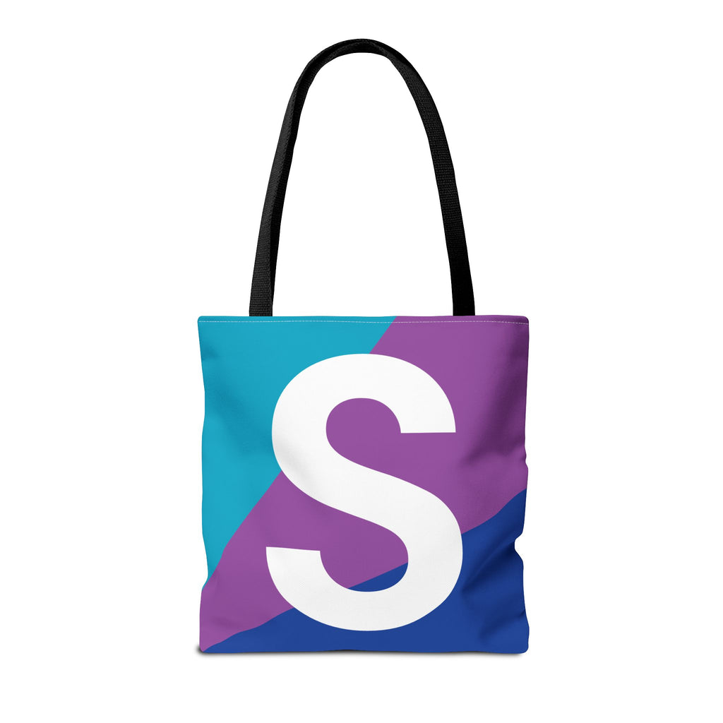 Monogram 'S' Colorblock Tote Bag — Personalized Initial S Shoulder Tote