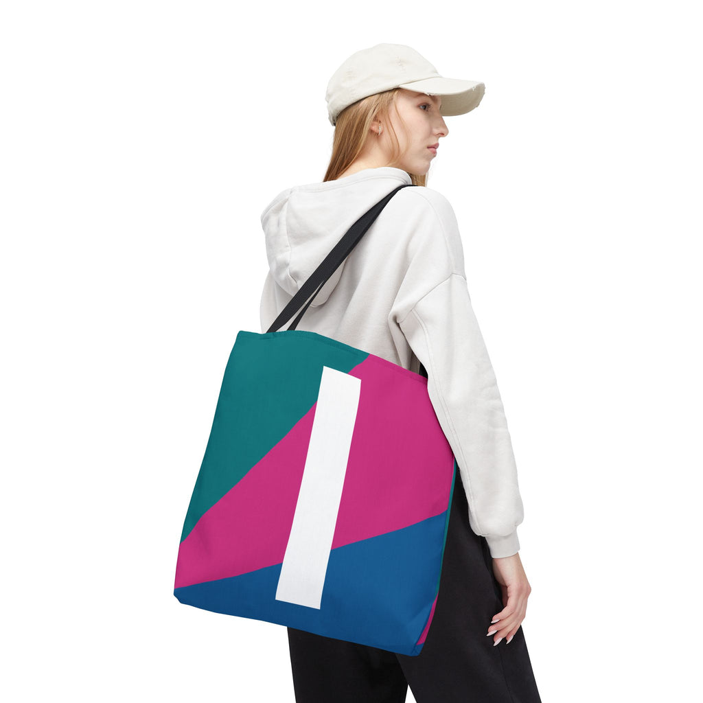 Monogram 'I' Colorblock Tote Bag — Personalized Initial I Shoulder Tote