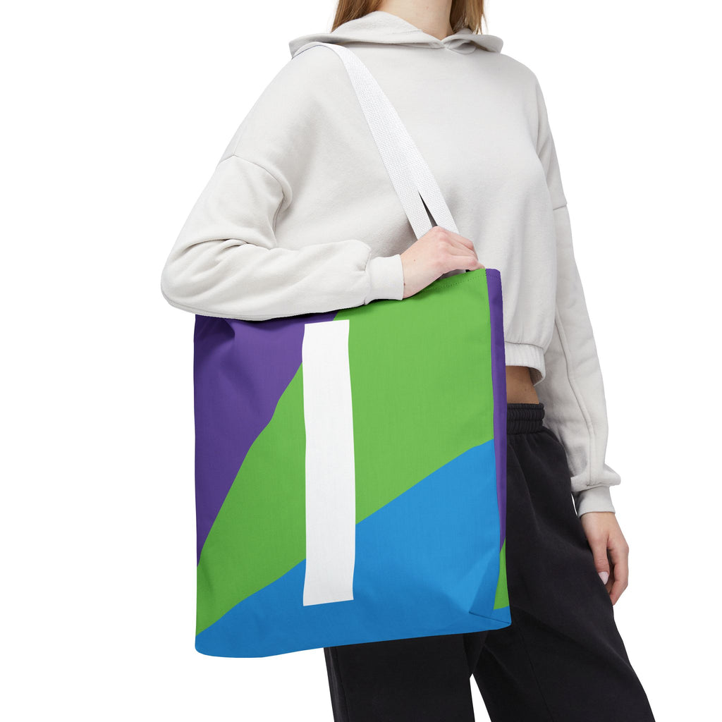 Monogram 'I' Colorblock Tote Bag — Personalized Initial I Shoulder Tote