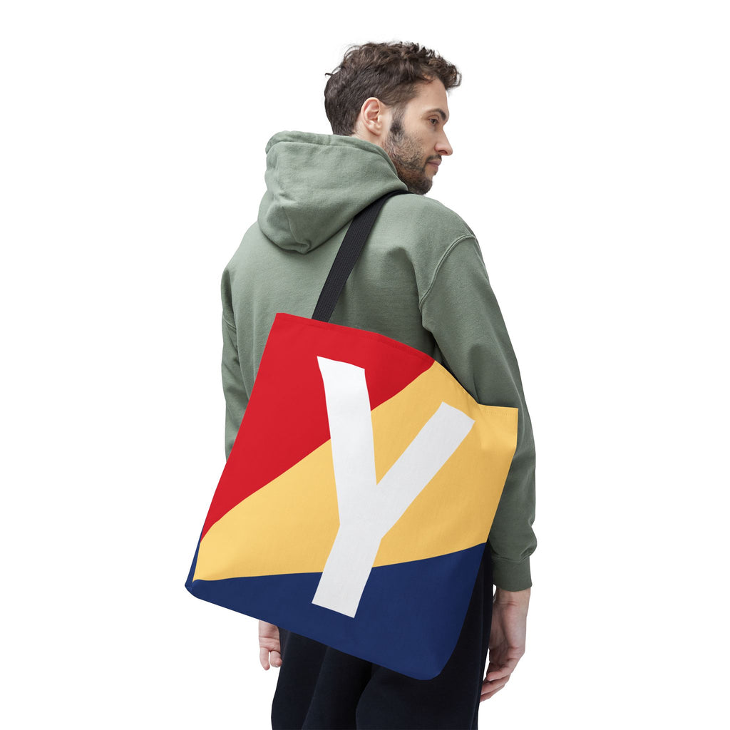Monogram 'Y' Colorblock Tote Bag — Personalized Initial Y Shoulder Tote